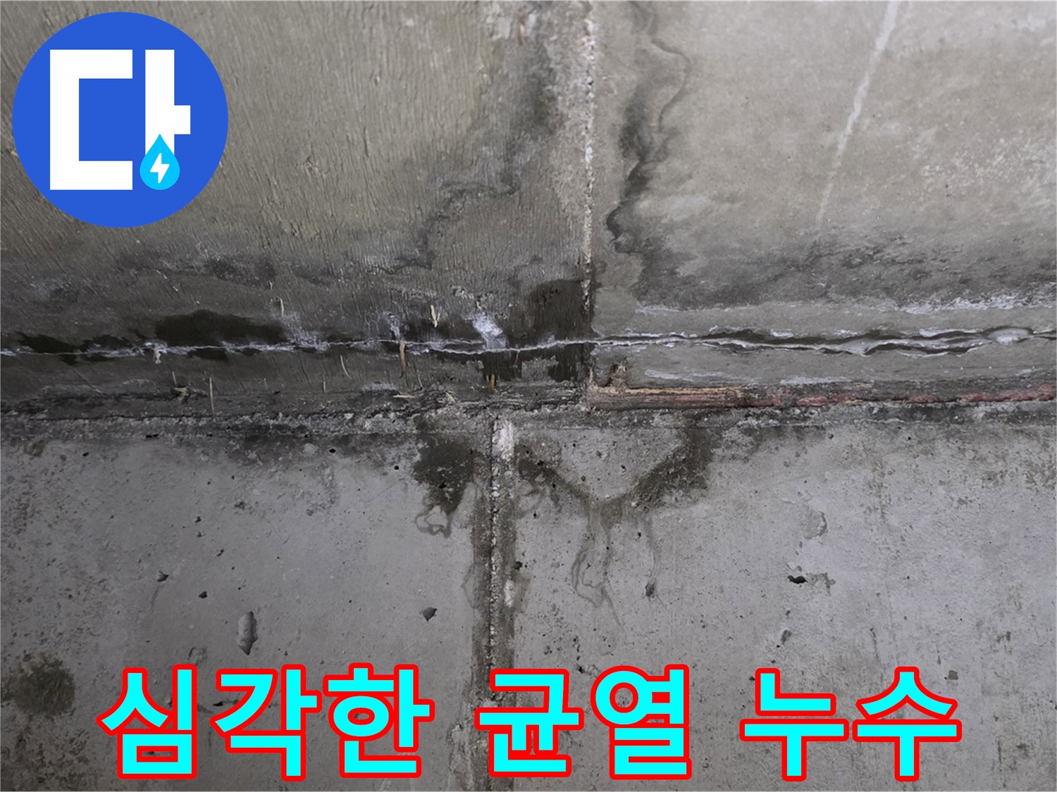 남양주 오남 두산아파트 콘크리트 균열 누수 - 심각한 균열을 통해 물이 침투하는 모습
