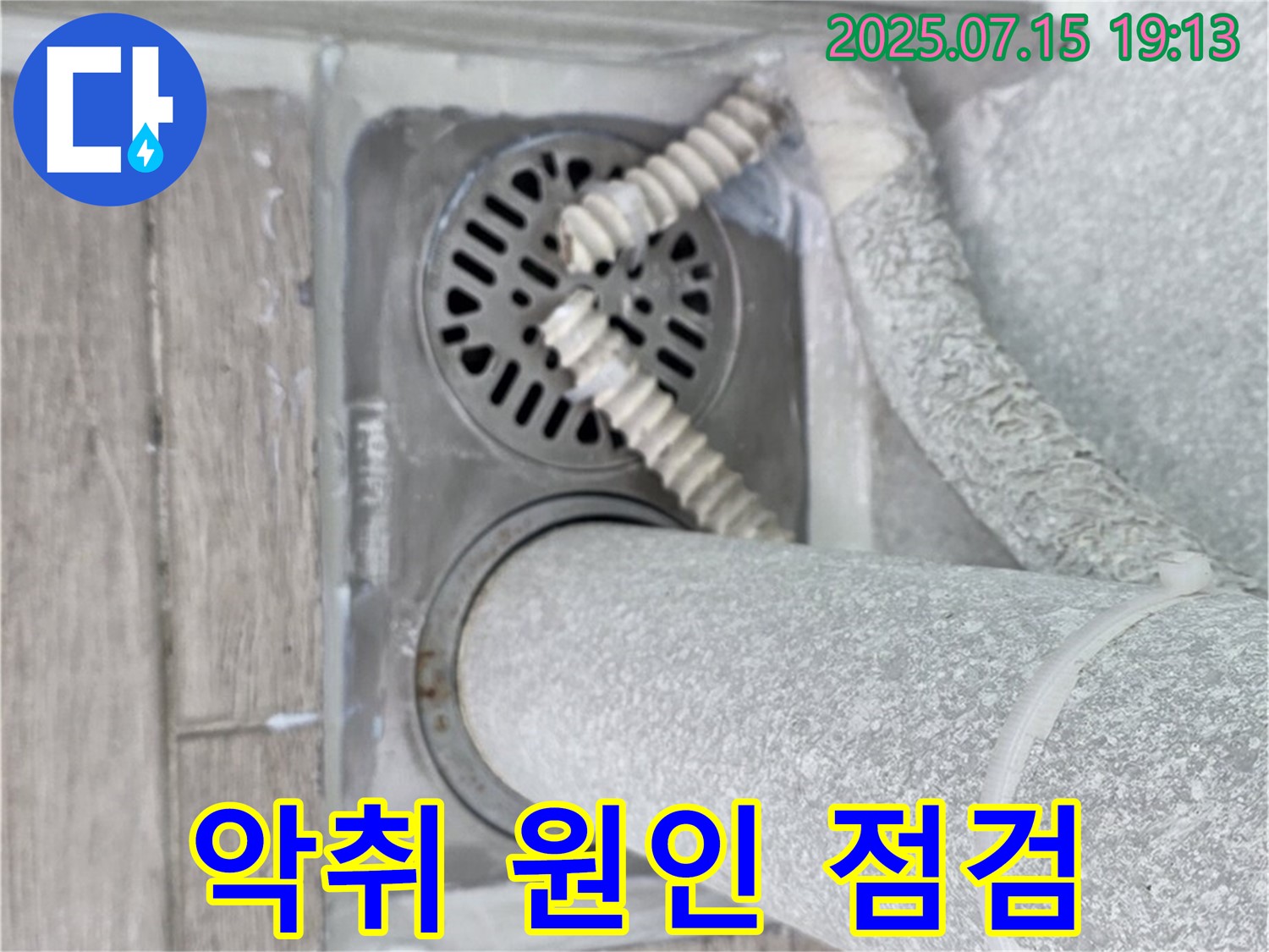 노원구 청구3차 아파트 욕실 배수구 - 악취 발생 원인을 파악하고 배수 트랩 기능 상태를 점검하고 있습니다.