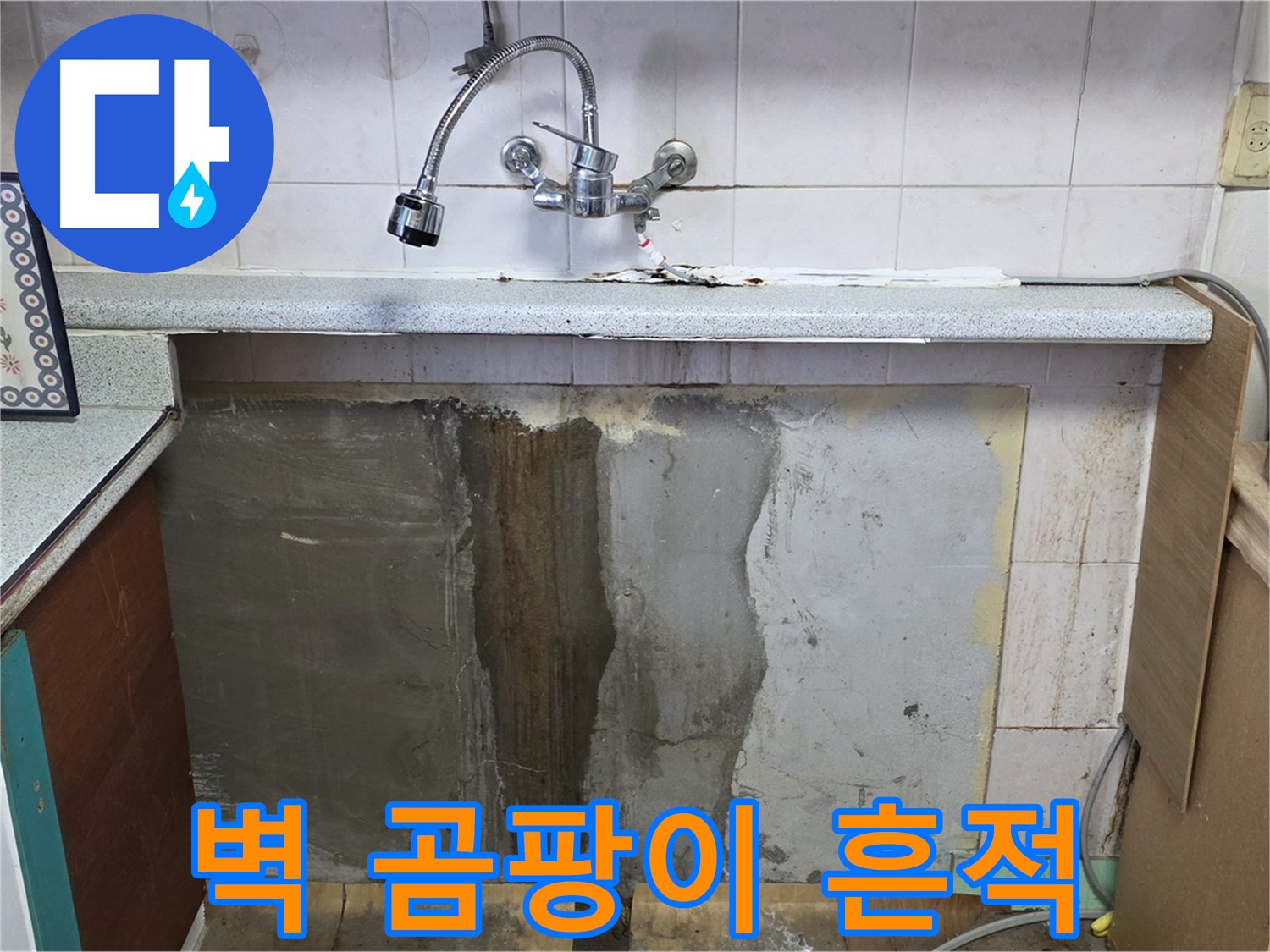사릉리 싱크대 누수 - 벽 곰팡이, 누수 흔적 발견