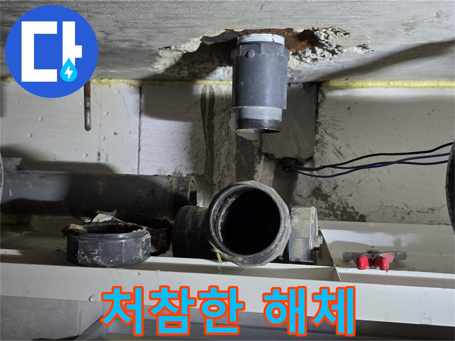 문제 배관 해체 현장 - 처참한 모습 - 누수 원인