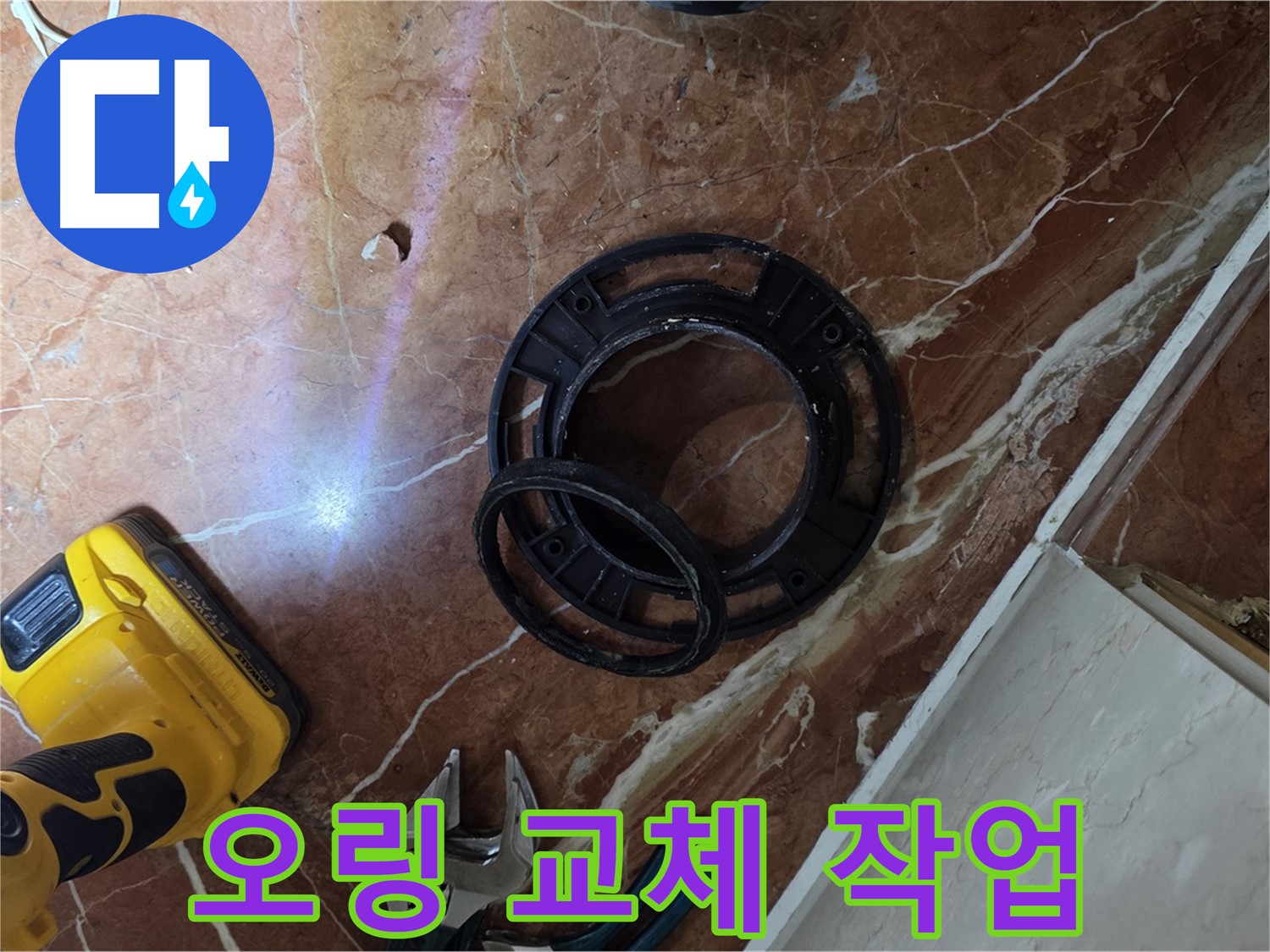 변기 오링 교체 작업 진행 중 - 숙련된 기술