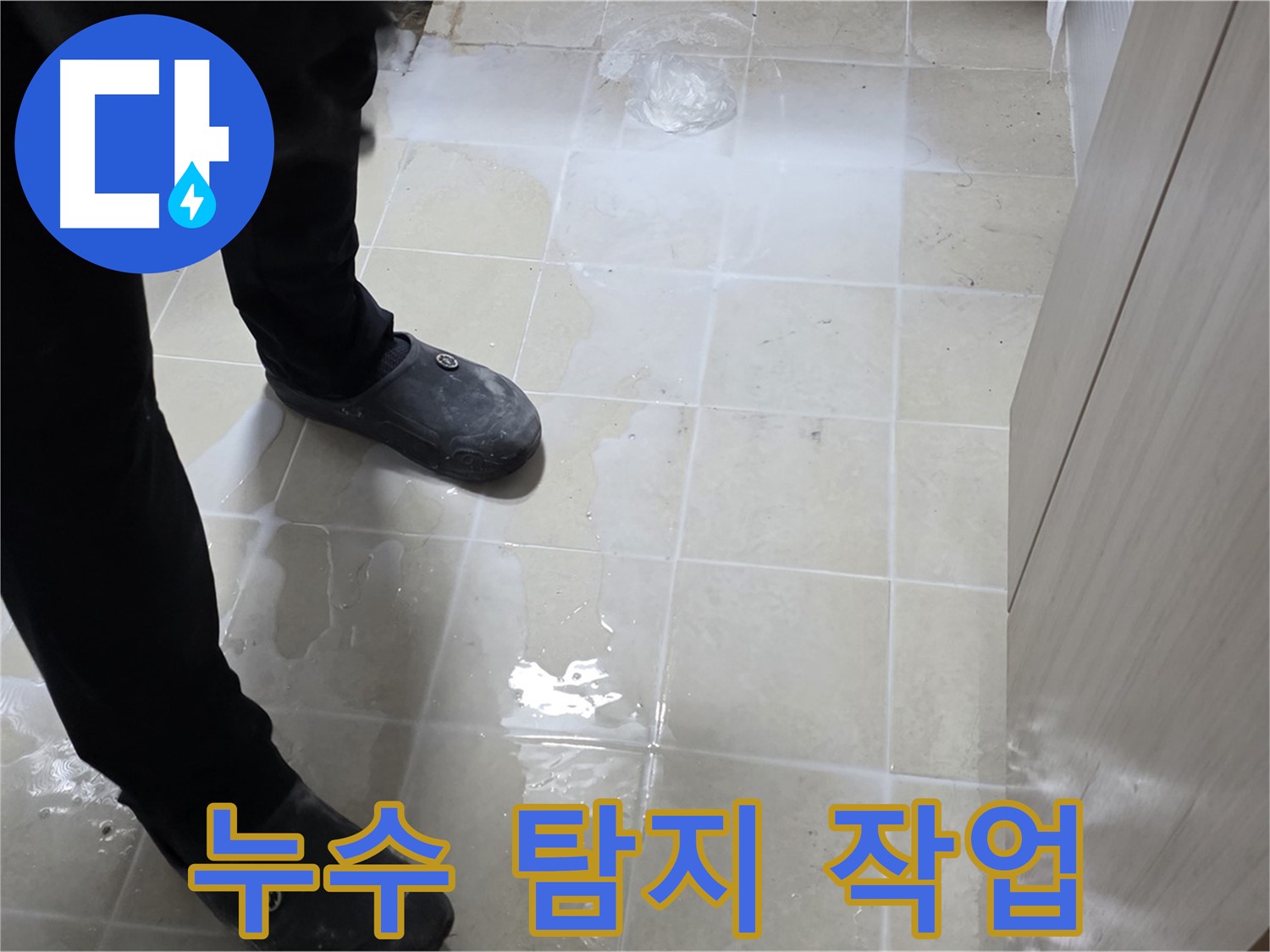 전문 장비를 이용한 누수 탐지 작업 - 정확한 위치 파악이 중요합니다.