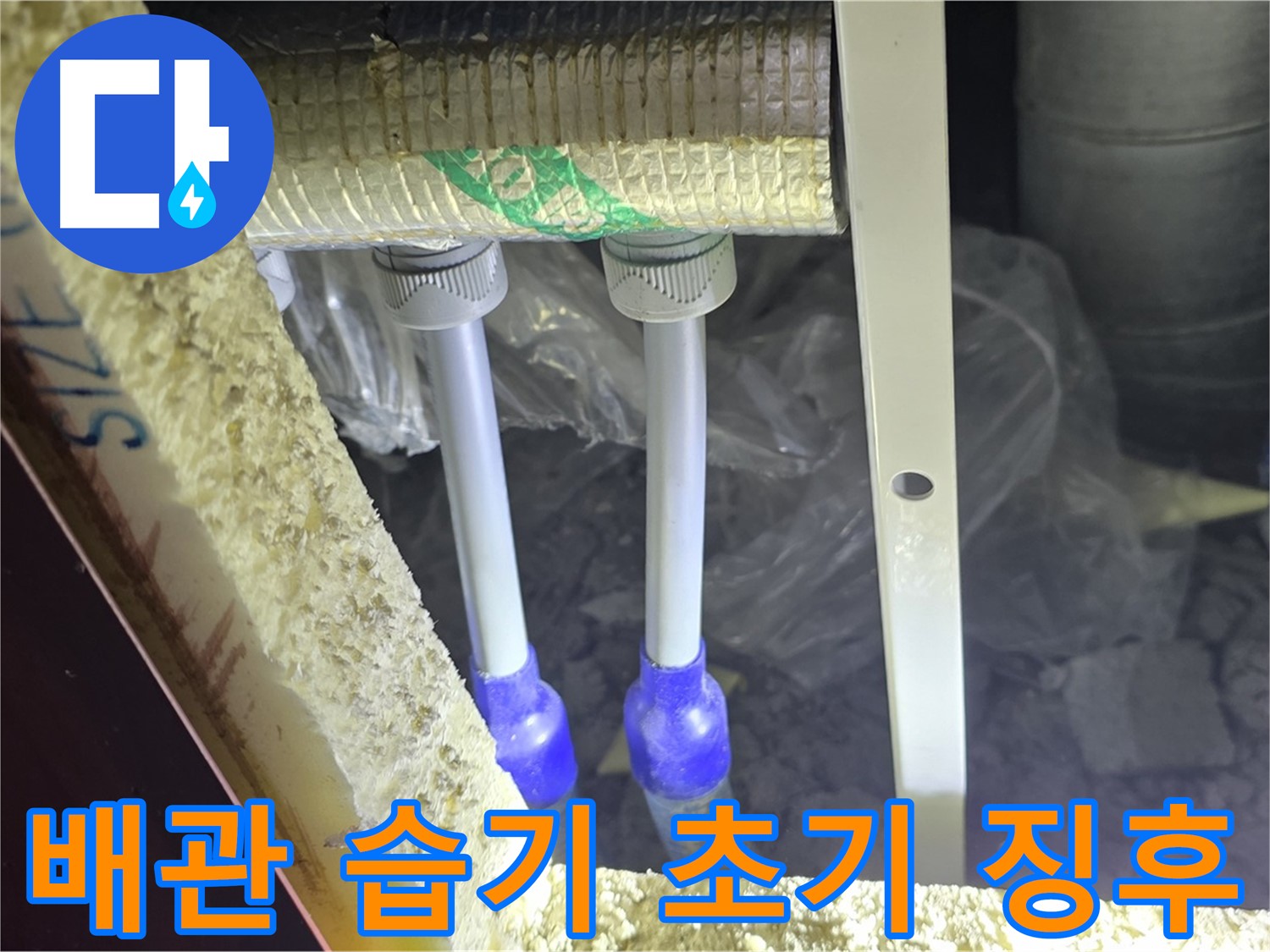 삼숭동 양주자이 아파트 누수 - 배관 연결부 주변 습기 감지 및 누수 발생 초기 징후 확인