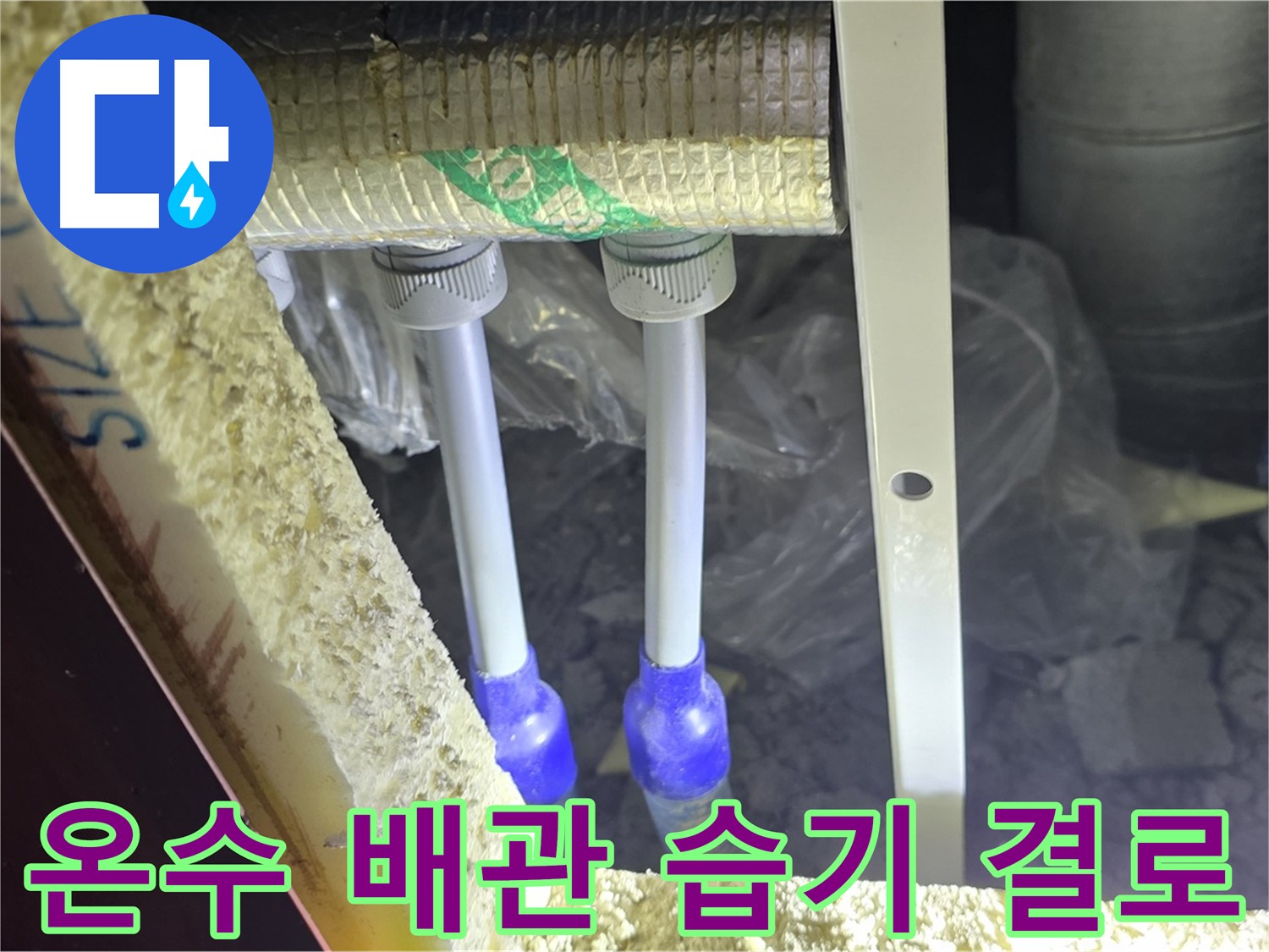 삼숭동 양주자이 아파트 누수 - 온수 배관 연결 부위 주변 습기 및 결로 발생 여부 집중 점검