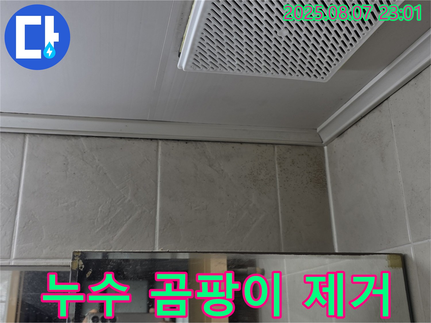 욕실 천장 누수 - 곰팡이 제거 과정 - 영등포구 누수 전문 업체
