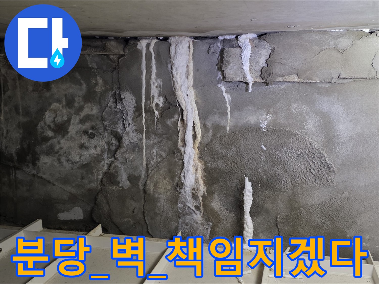 분당 콘크리트 벽 - 건물 늙음, 석회수 콸콸, 보강 공사 책임