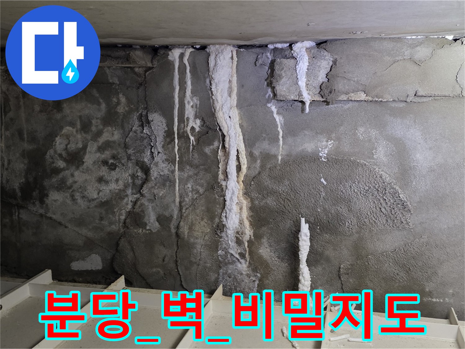 분당 콘크리트 벽 - 석회수 흔적, 숨겨진 누수 비밀지도