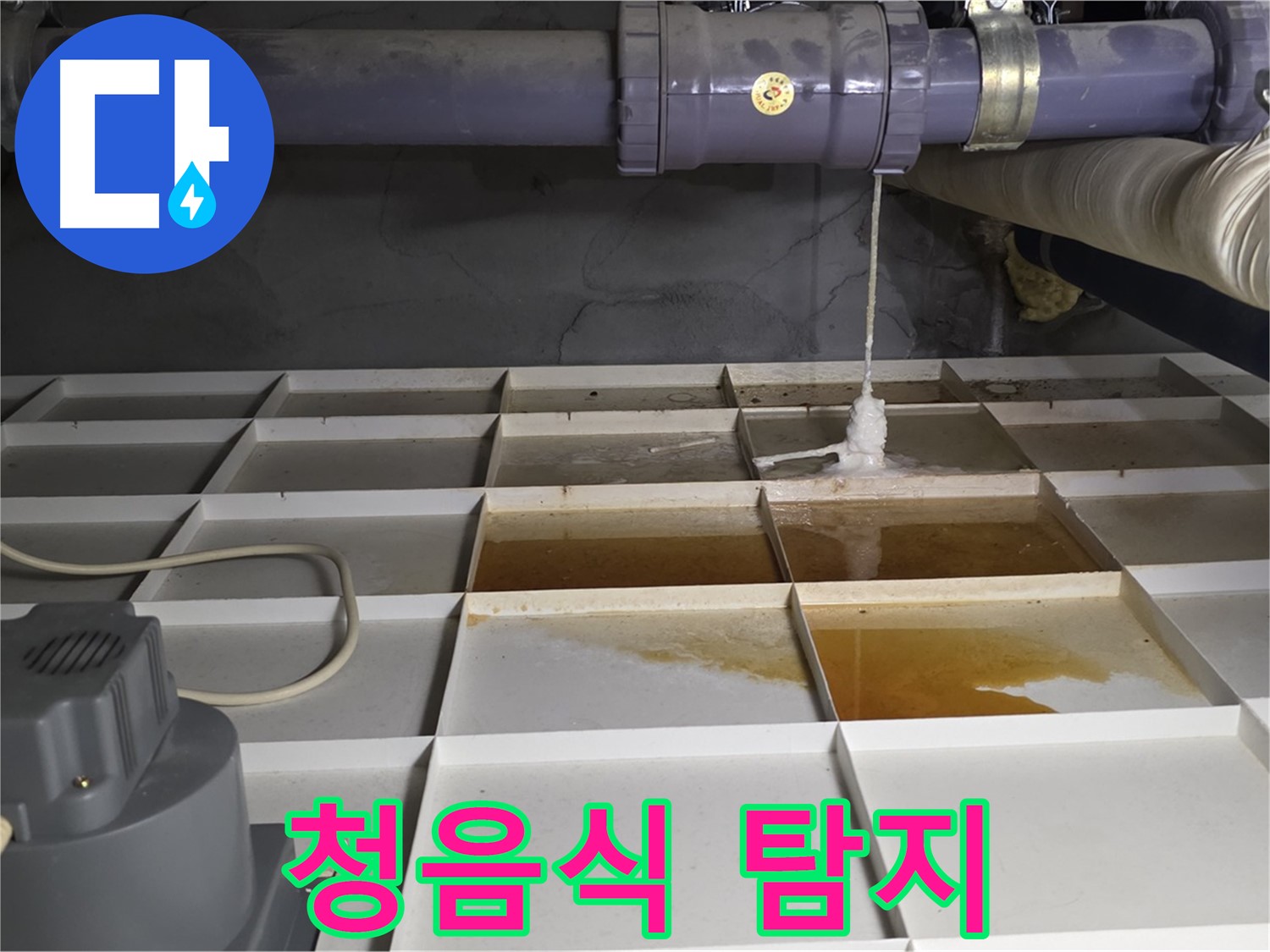 운중동 산운마을 6단지 누수 발생 지점 주변 청음식 누수 탐지 모습 - 소리에 귀 기울입니다.