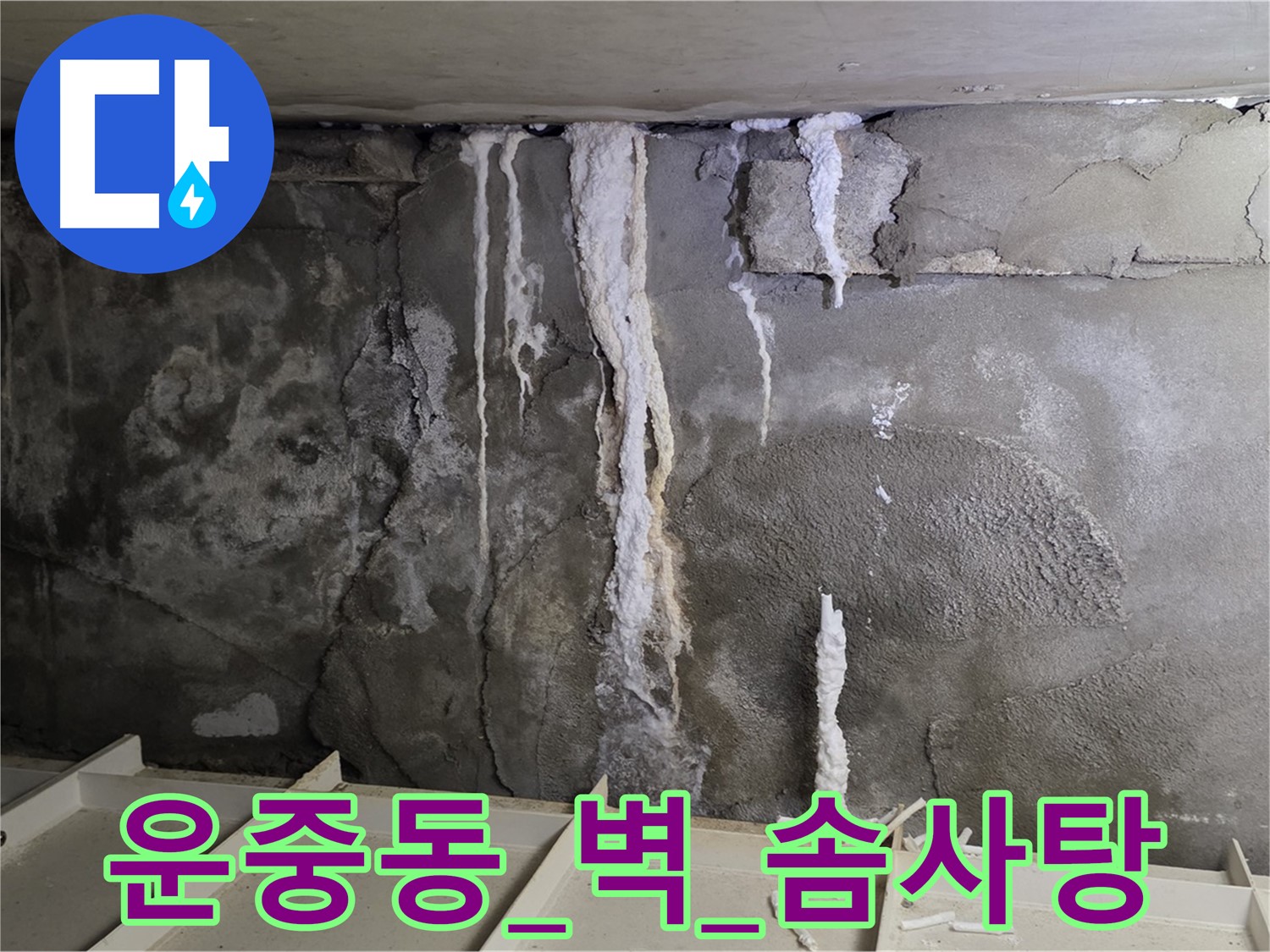 운중동 콘크리트 벽 - 석회수 뚝뚝, 철근 솜사탕처럼 부서질까