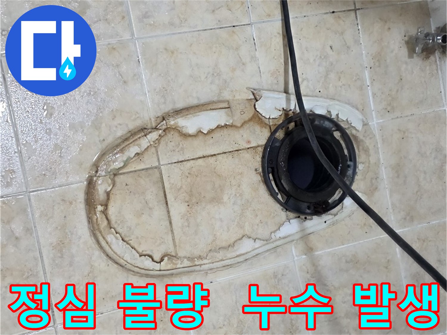 변기 누수 - 정심 불량으로 인한 누수 발생