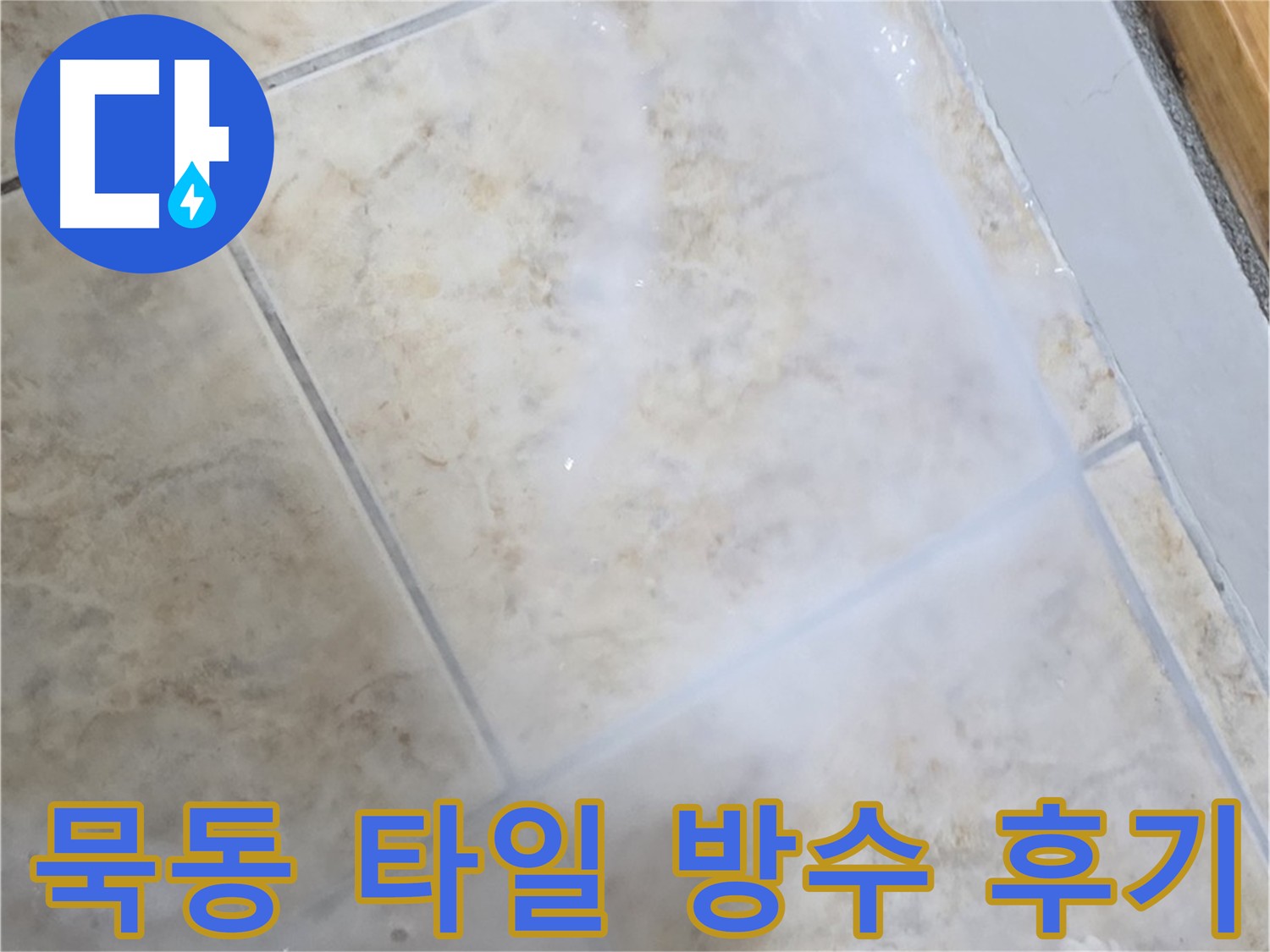 타일 틈새 누수 방지를 위해 침투 방수제를 사용하여 타일 표면과 틈새를 꼼꼼하게 메우는 작업