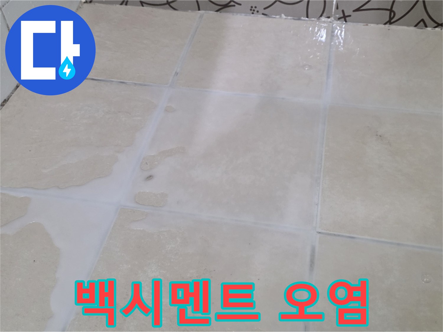 욕실 타일 틈새 백시멘트 오염 - 곰팡이와 물때 제거 및 방수 코팅 시공