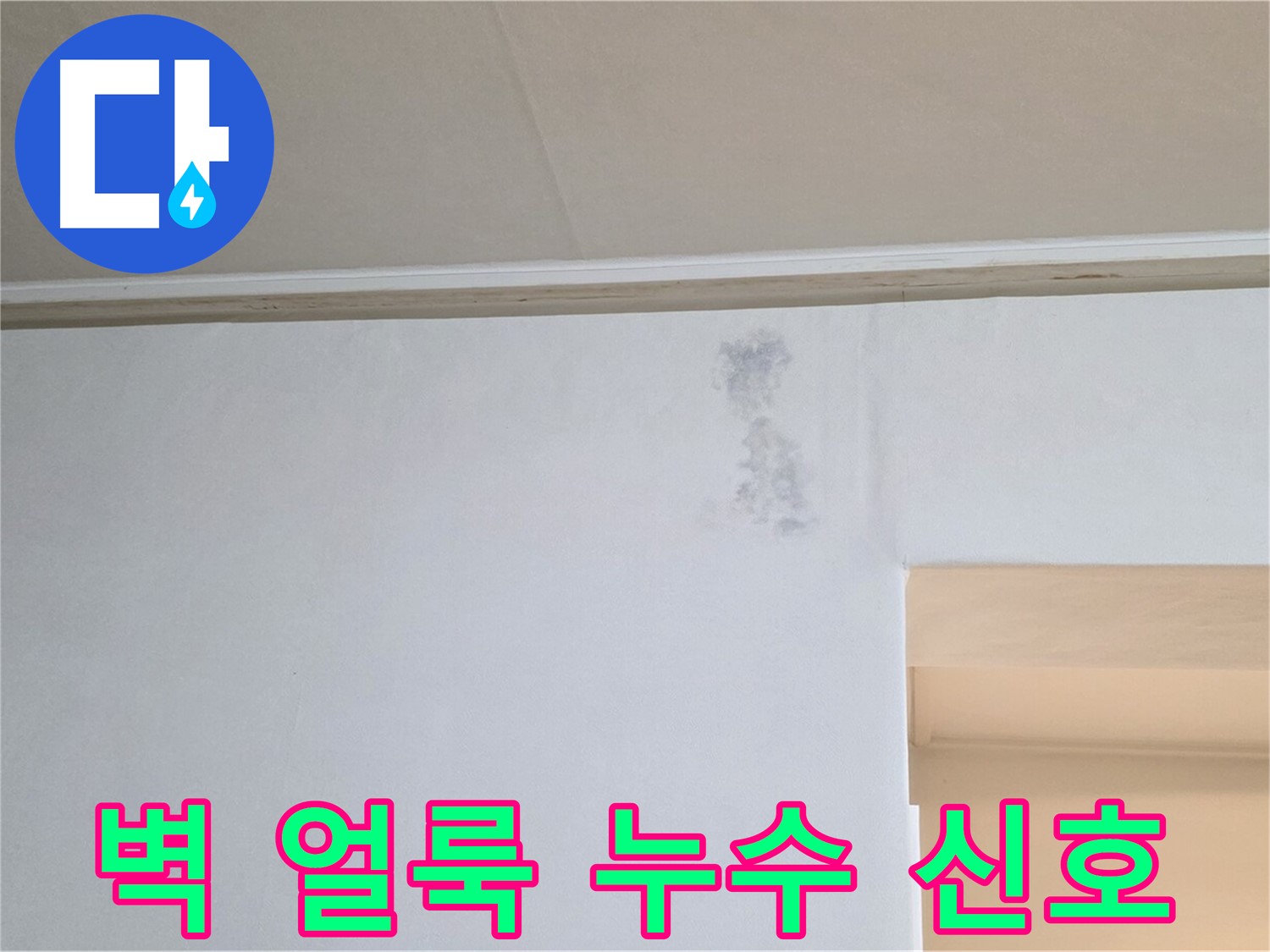 벽 얼룩 - 숨겨진 누수 신호를 보여주는 사진입니다. 간과하지 말고 전문가의 진단을 받아보세요.
