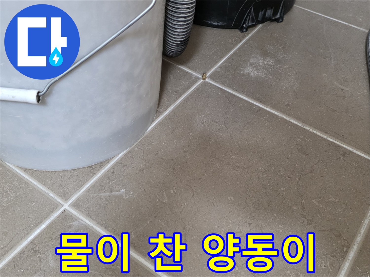 물이 가득 찬 양동이 - 누수의 심각성을 보여주는 증거입니다.