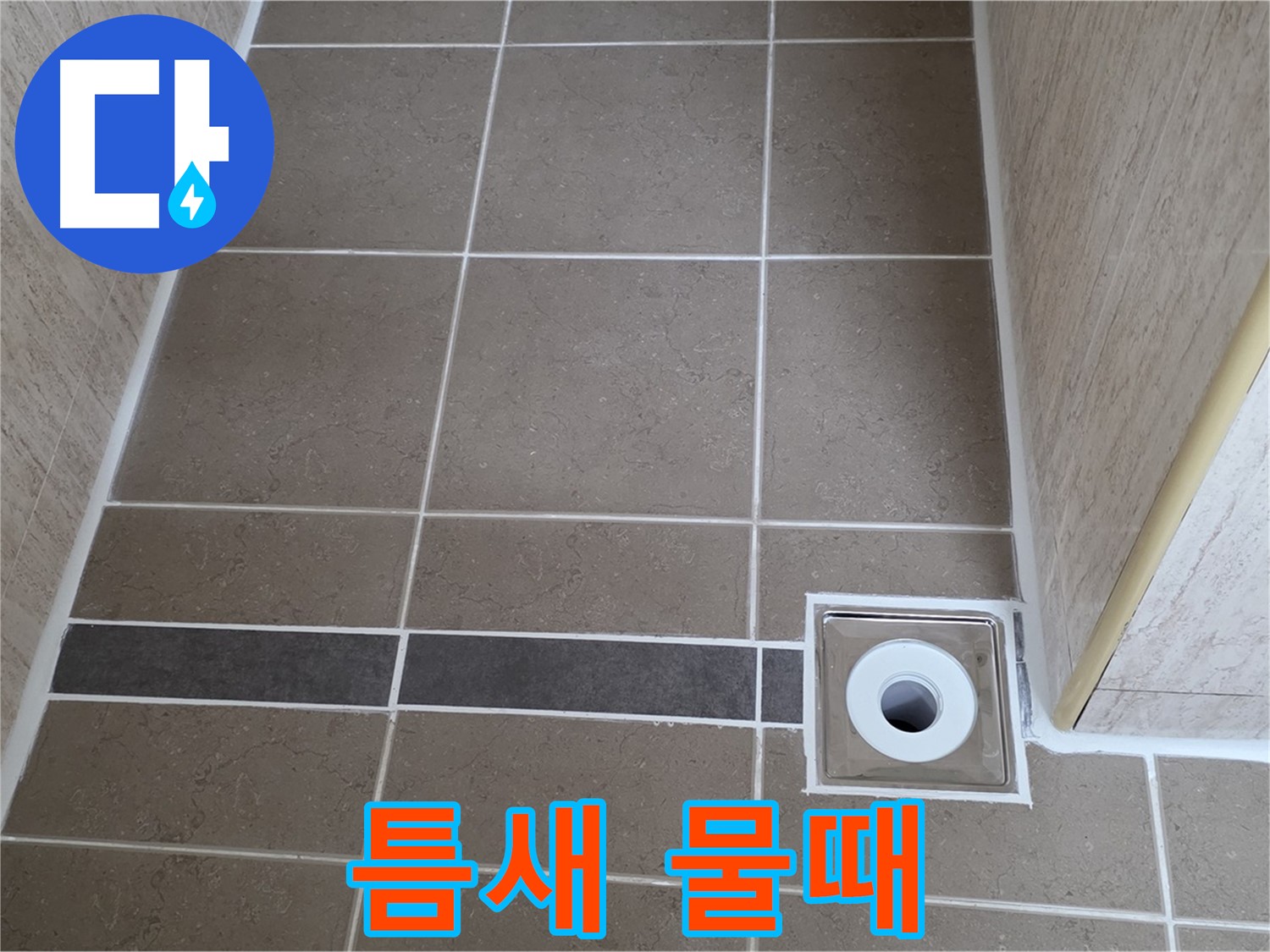 배수구 주변 타일 틈새 - 물때