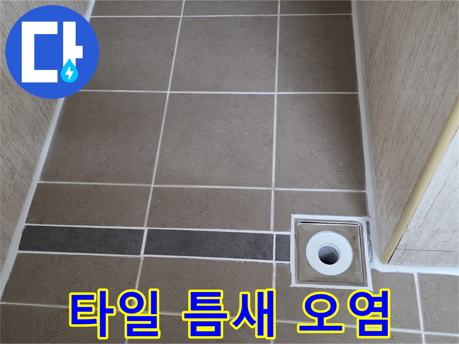 배수구 주변 타일 틈새 - 오염