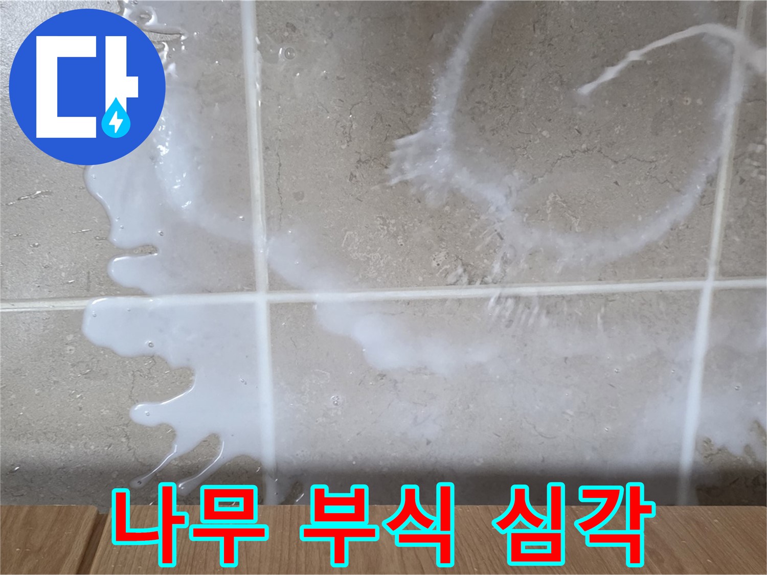 싱크대 밑 - 나무 부식 - 누수 방치 - 심각한 피해