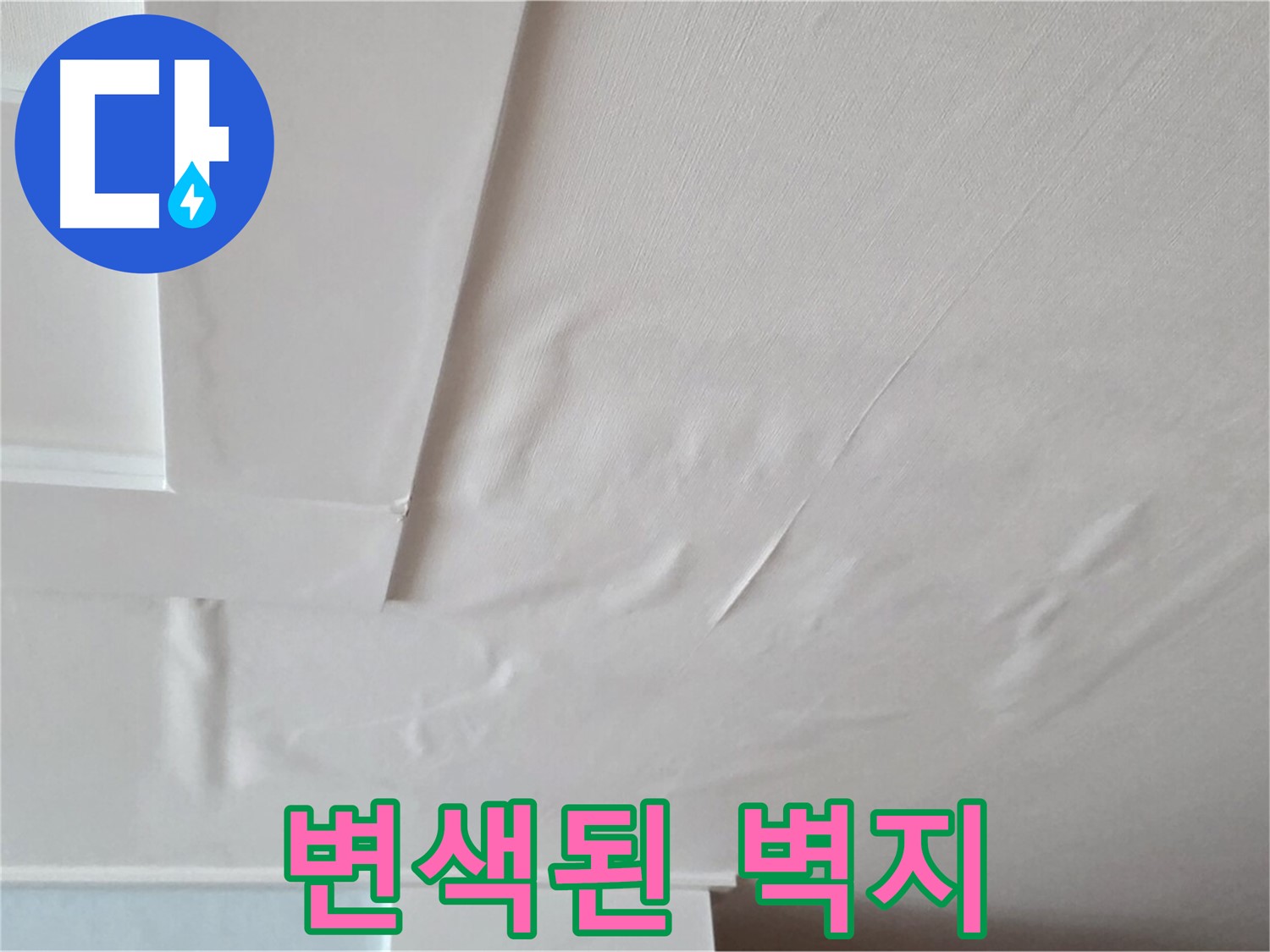 일동면 천장 누수 - 변색된 벽지 상태 상세 촬영