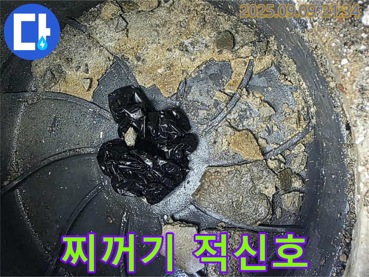 배수구 속 검은 찌꺼기 - 누수 적신호 발령 직전입니다.