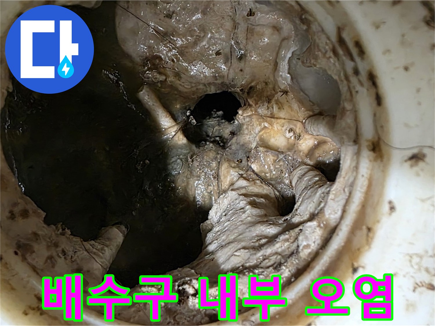 노원구 중계동 현대5차 211동 아파트 - 싱크대 배수구 내부의 심각한 오염 상태