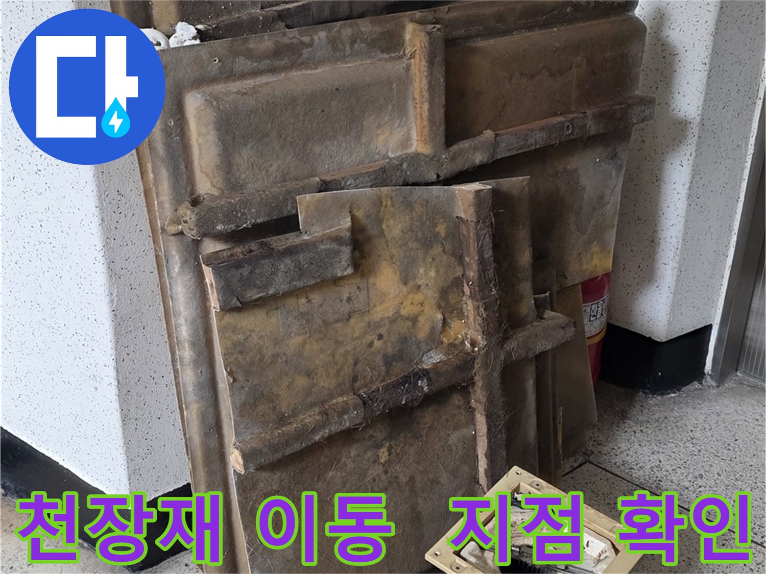 천장재와 조명 옆으로 밀고 누수 지점 꼼꼼 확인!