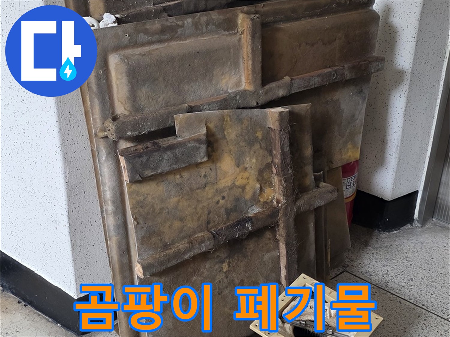 폐기될 석고보드와 조명 - 곰팡이 슨 폐기물