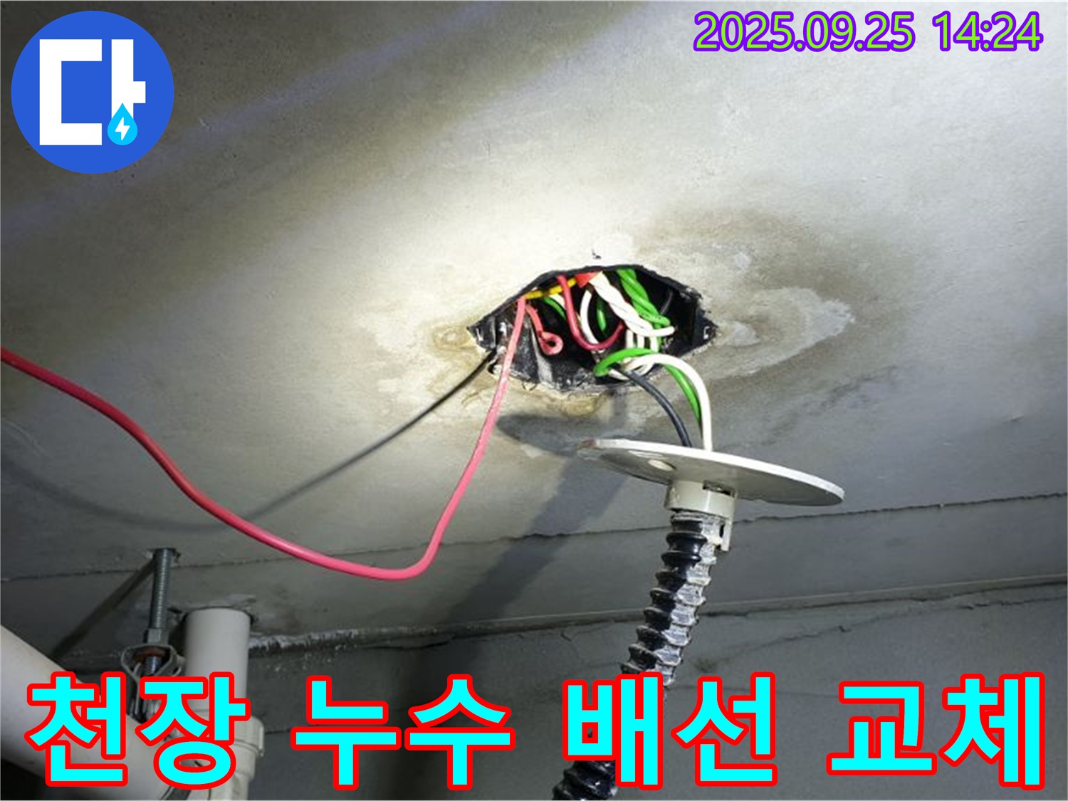 의정부1동 누수 - 콘크리트 천장 누수, 노후 배선 교체로 누전 위험 완벽 차단