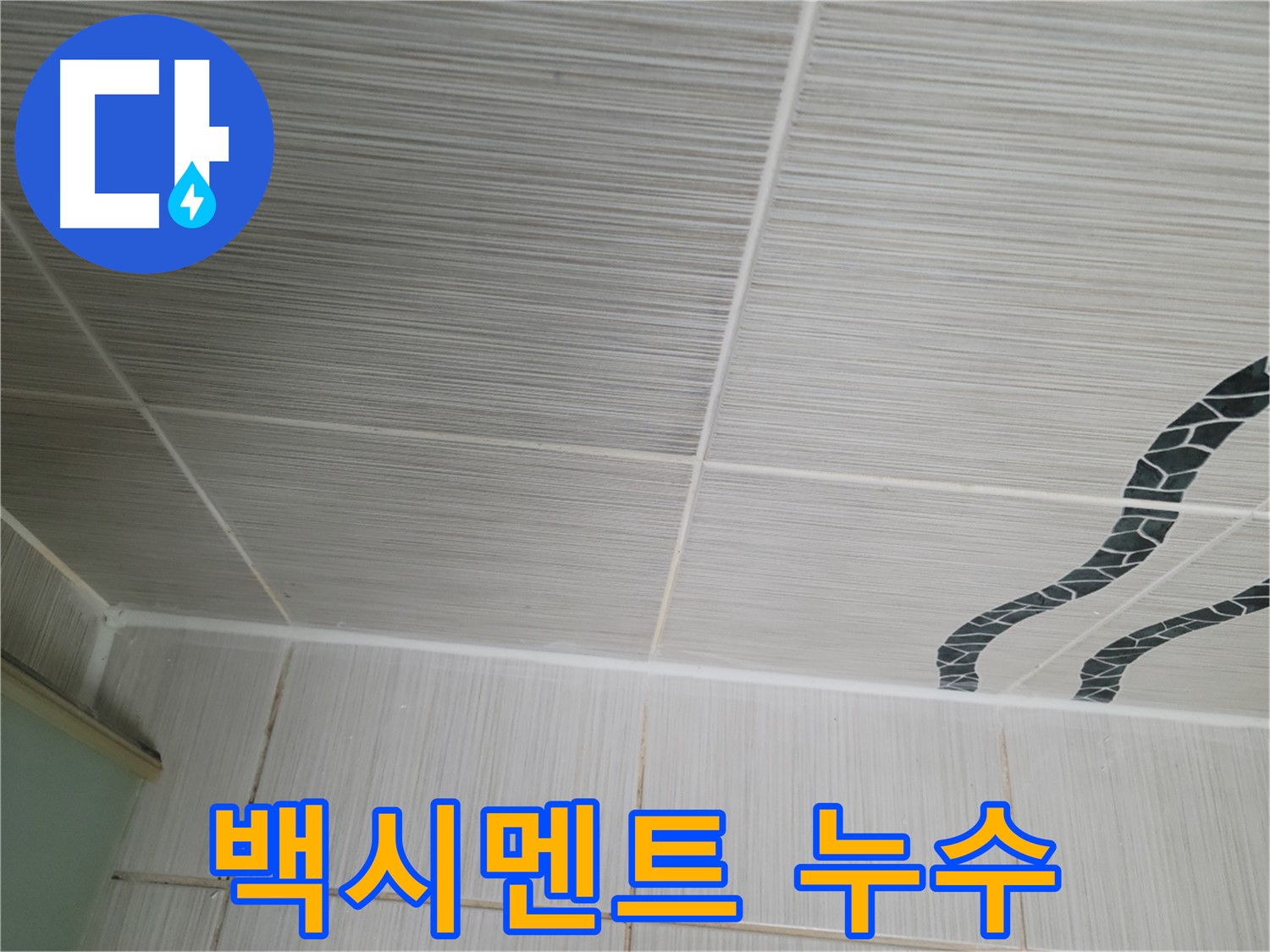 동두천 누수 - 천장 타일 사이 백시멘트 손상으로 인한 누수를 확인하고 있습니다.
