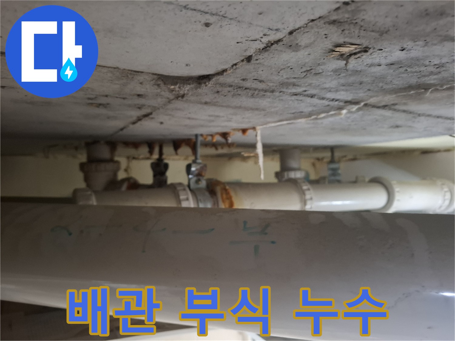 삼평동 봇들마을 2단지 아파트 - 천장 배관 부식 및 누수 진행 중