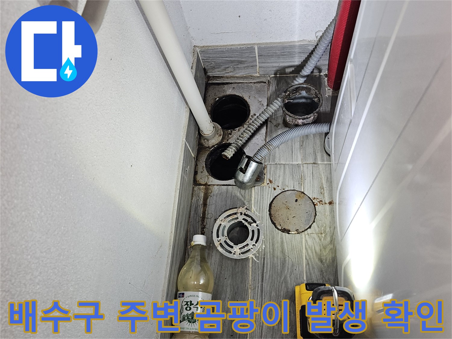 천호동 리버스타운 누수 - 배수구 주변 곰팡이 발생 확인