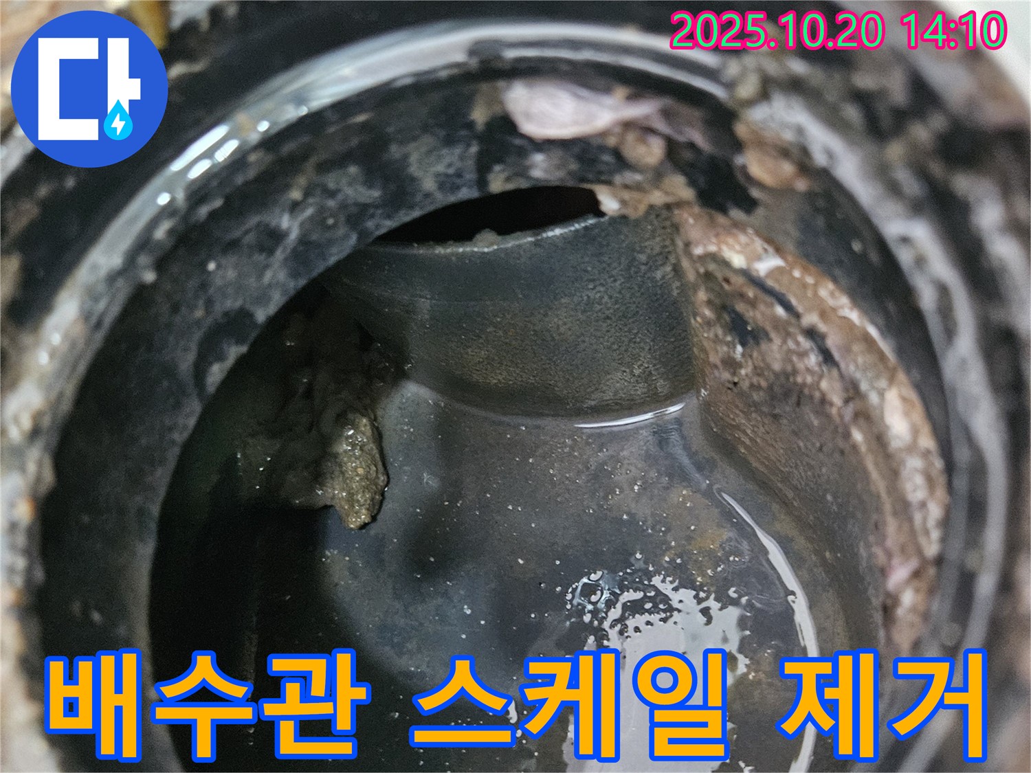 배수관 내부 스케일 - 전문 장비로 제거