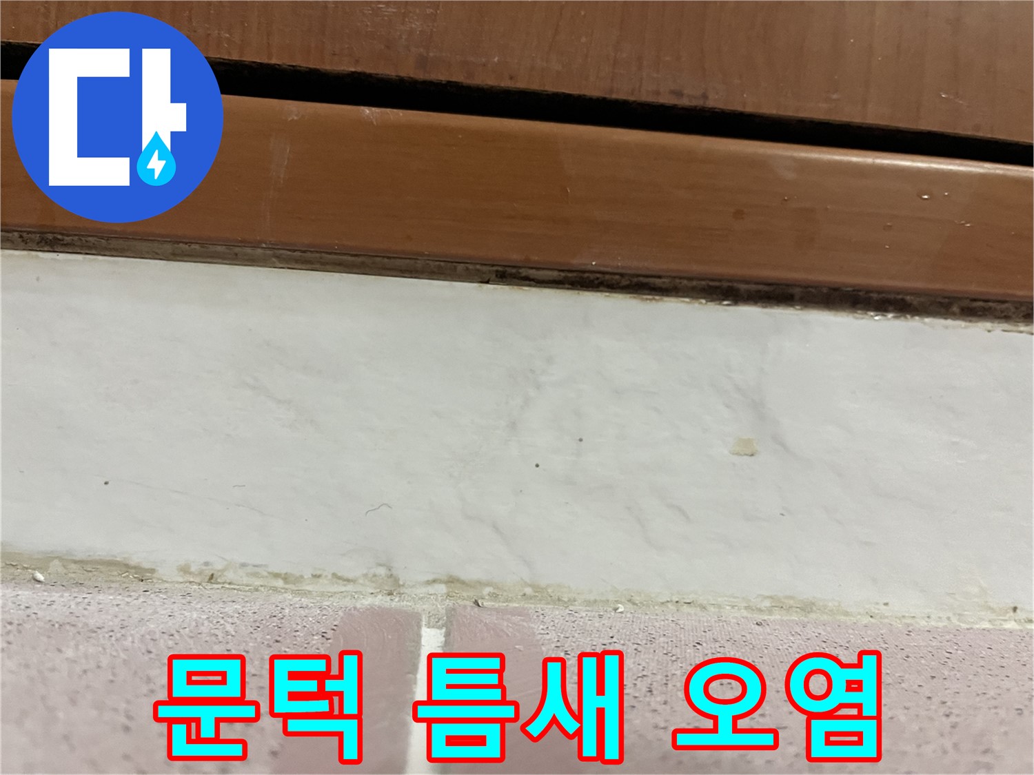 형제맨션빌 누수 - 문턱 아래 타일 틈새 곰팡이와 오염