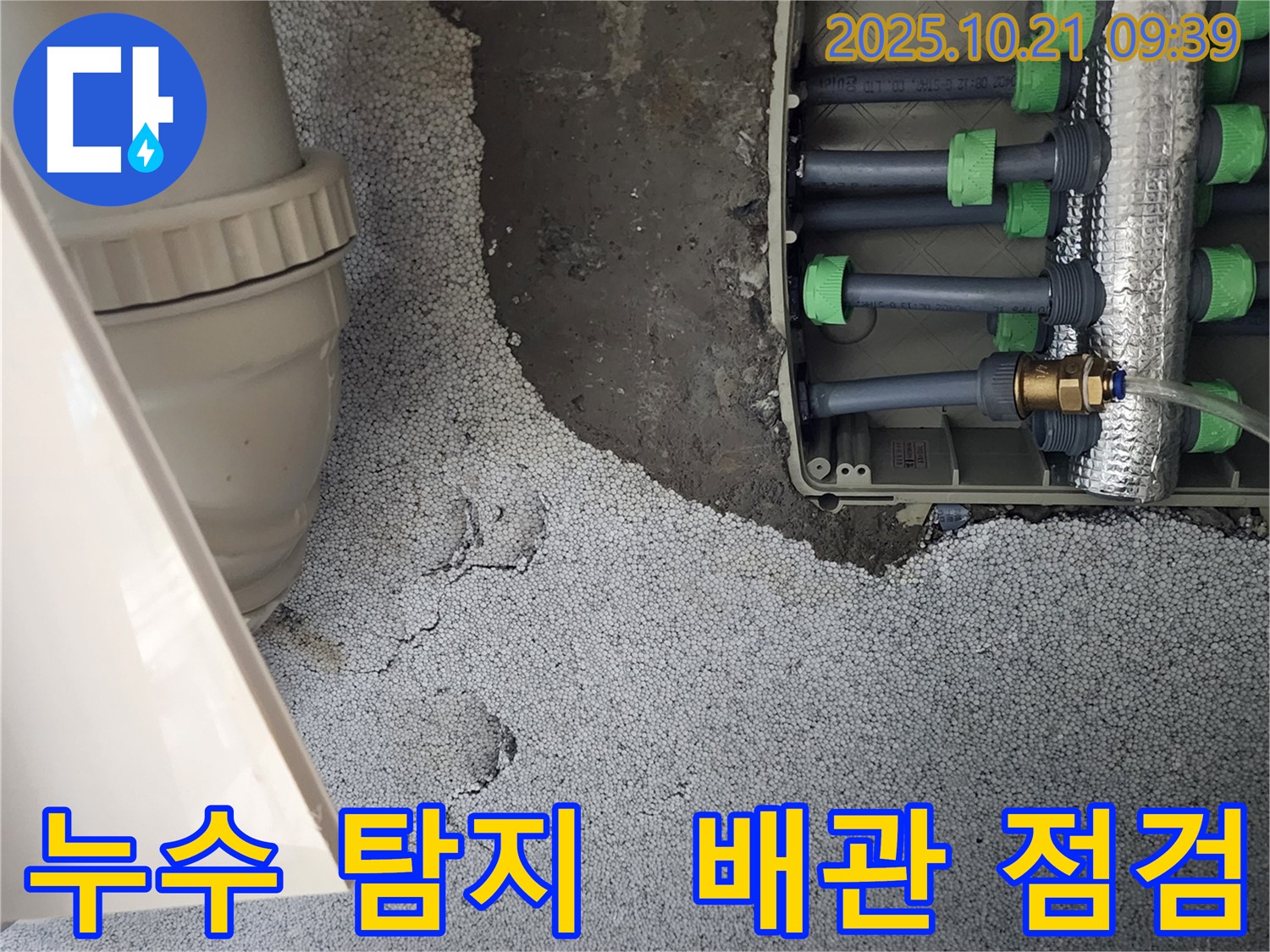 양주시 장흥면 누수 현장 - 전문 장비를 사용하여 누수 위치를 정확하게 탐지하고 있습니다.
