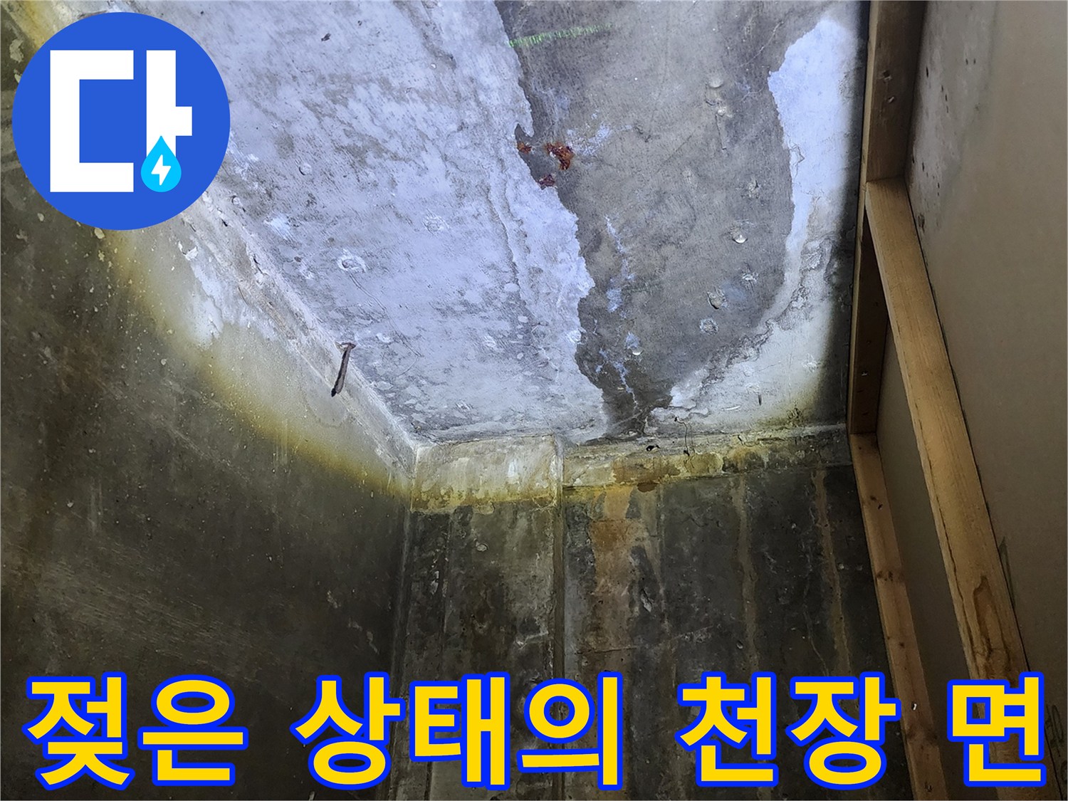 양주시 하패리 현장-습기로 인해 변색된 콘크리트 슬래브 부위