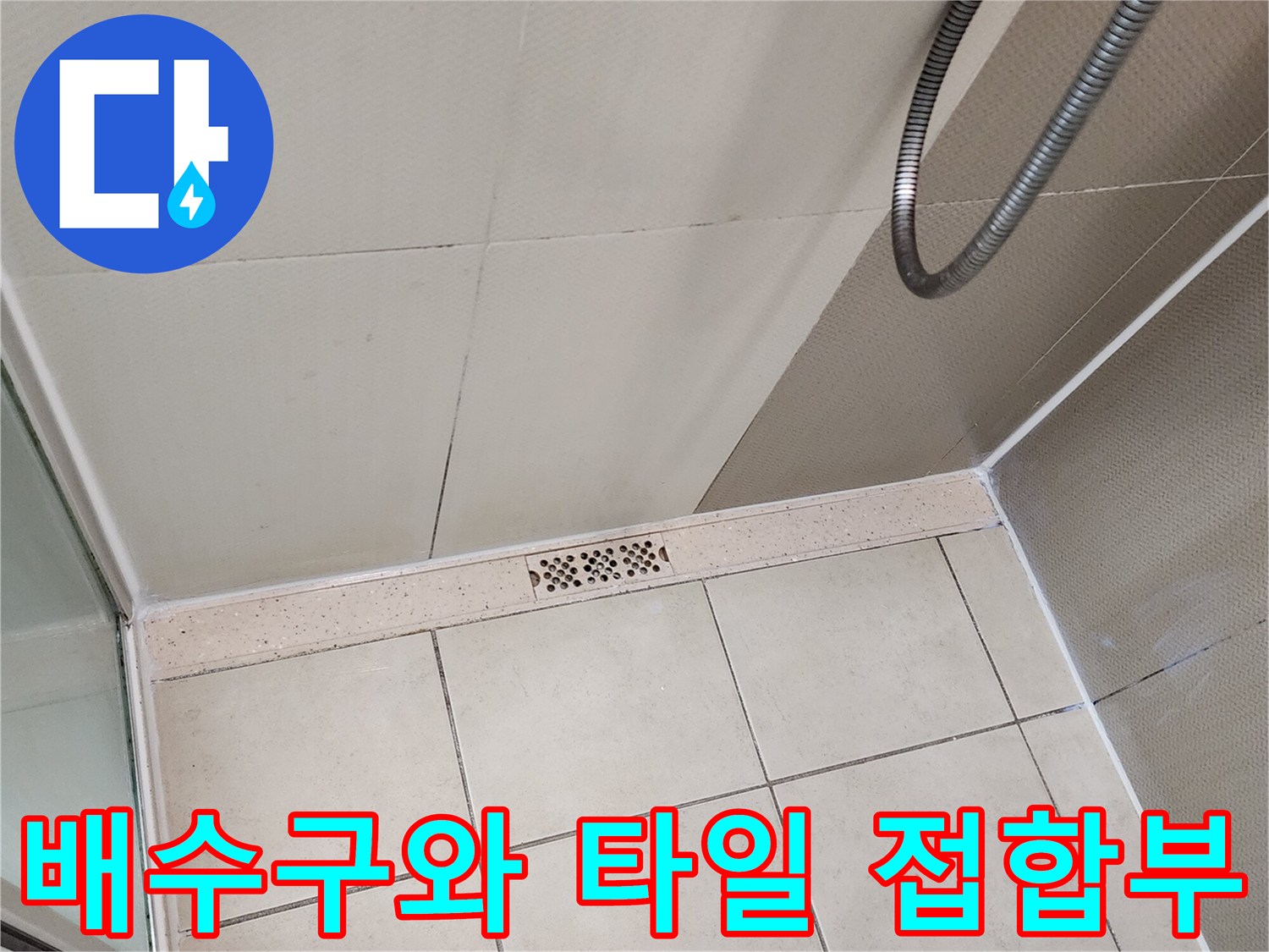 양주시 유양동 화장실 바닥 배수구 주변 상세 모습