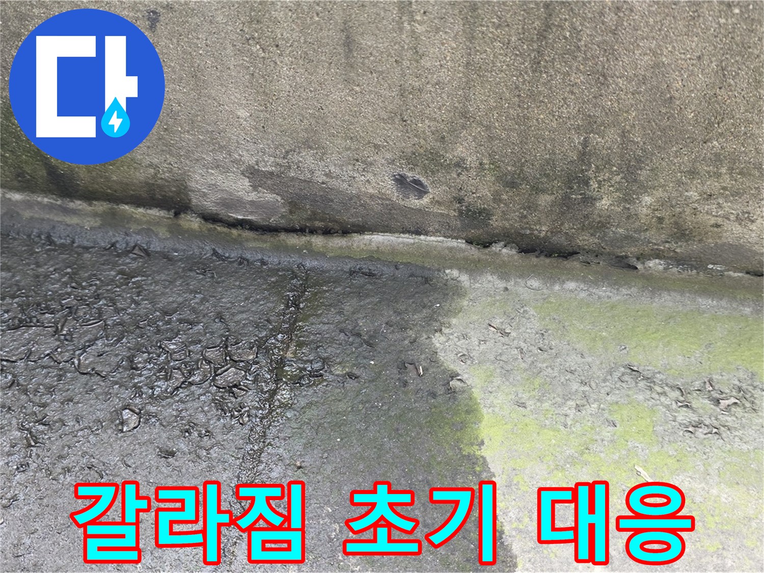 콘크리트 벽 갈라짐 누수 초기 대응 사진