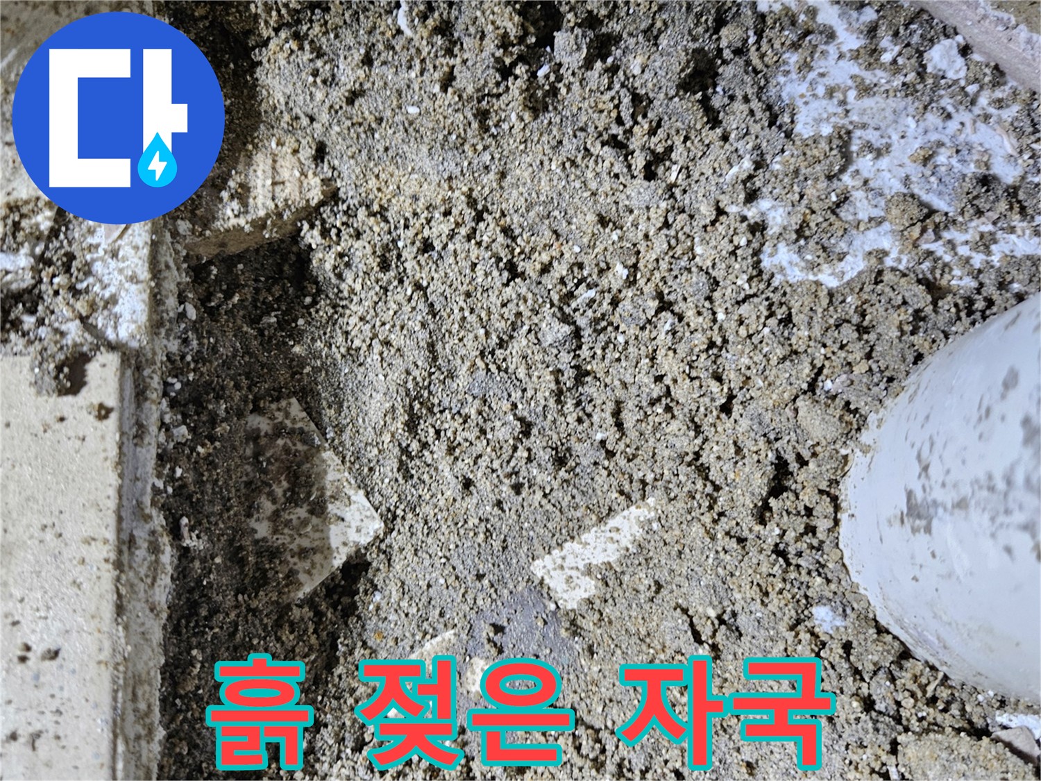 양평 용문면 어수리 누수 - 흙의 젖은 자국 - 누수 발생 위치