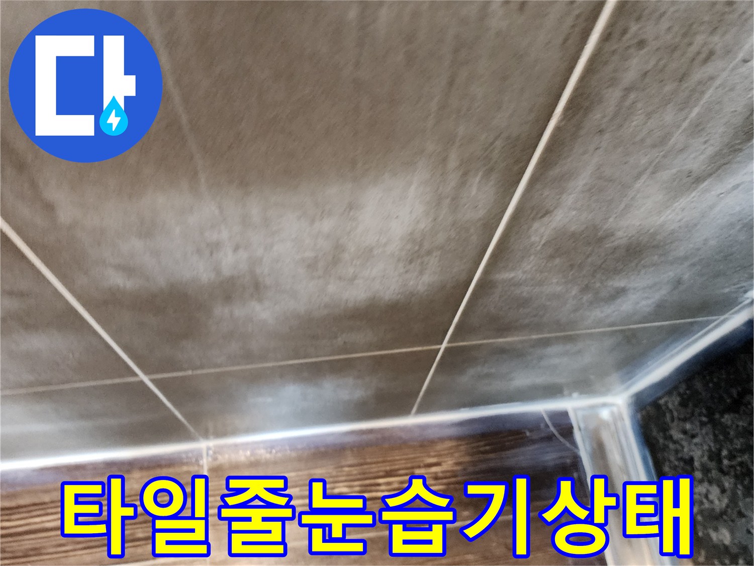 타일-사이의-젖은-흔적과-얼룩진-벽면-모습