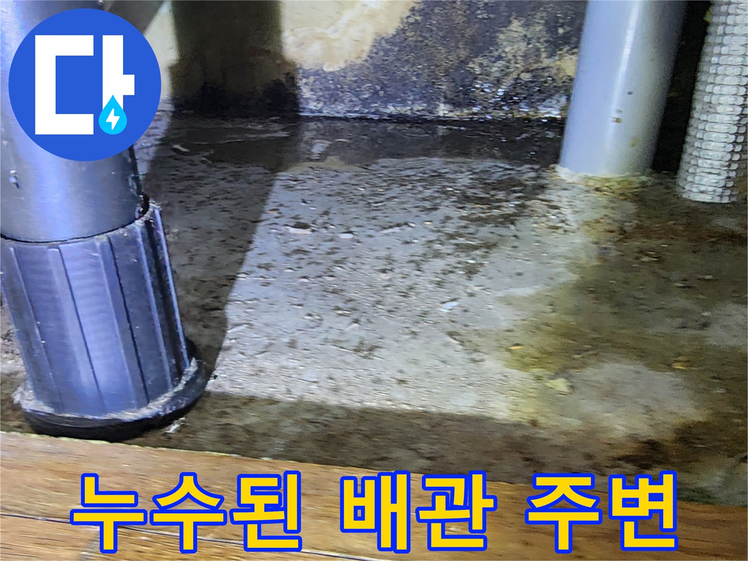습기와-곰팡이가-발생한-배관-주변-바닥