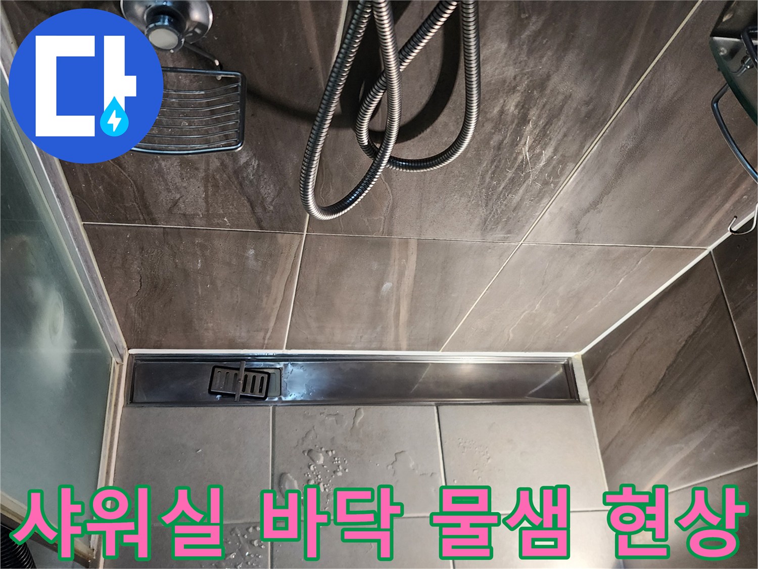 의정차 신곡동 샤워실 배수구 주변 타일 틈새 물 고임