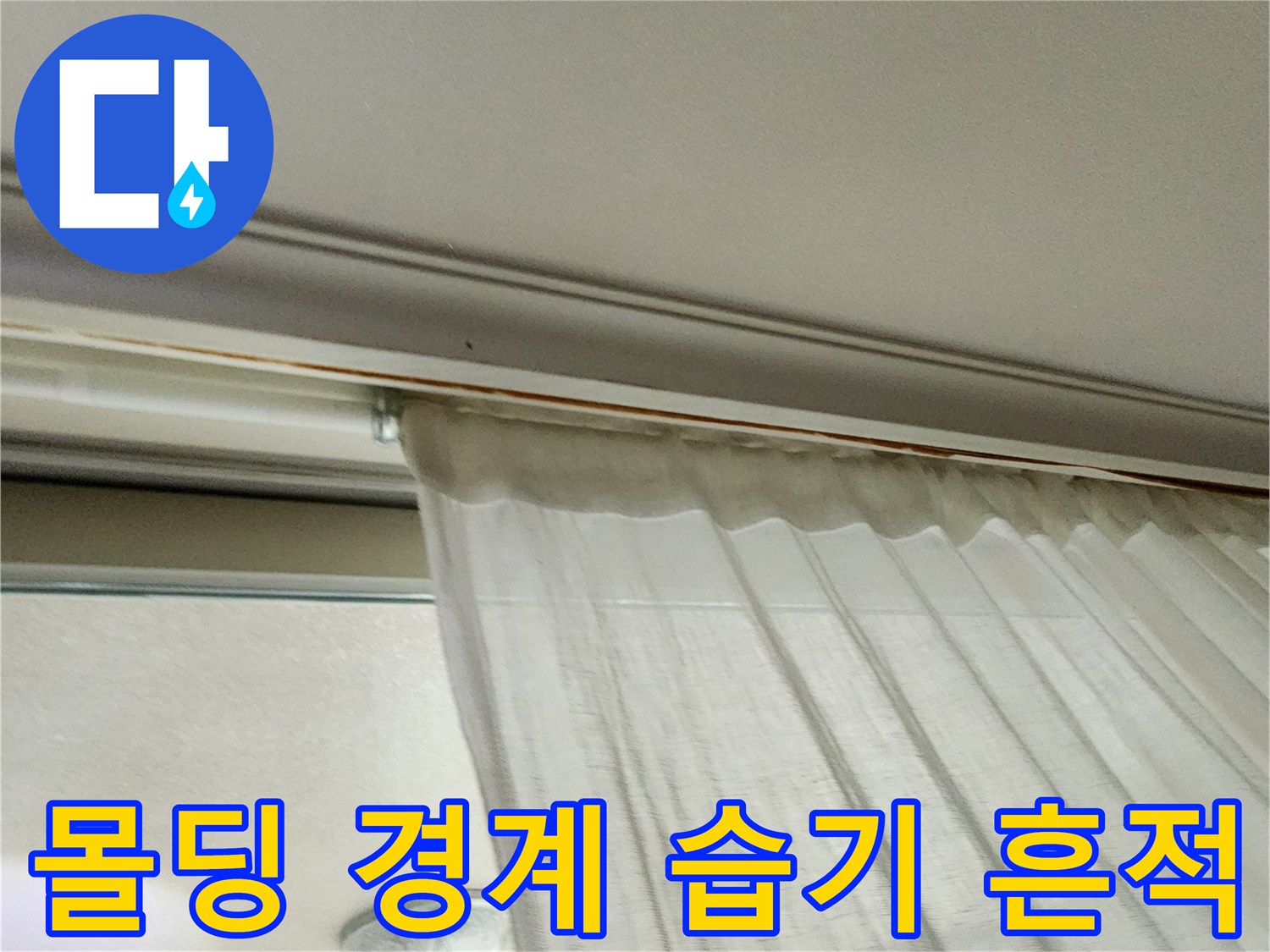 의정부 송산동 - 천장 몰딩과 벽지의 습기 침투 부위