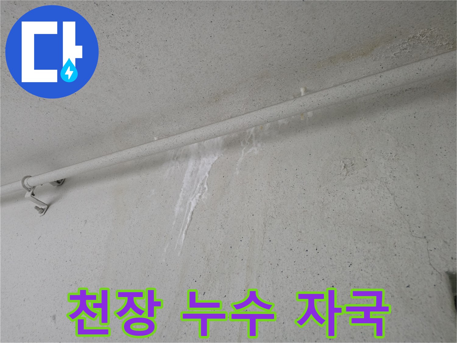 천장 누수 흔적 - 시간이 지날수록 커지는 얼룩과 곰팡이 발생 가능성