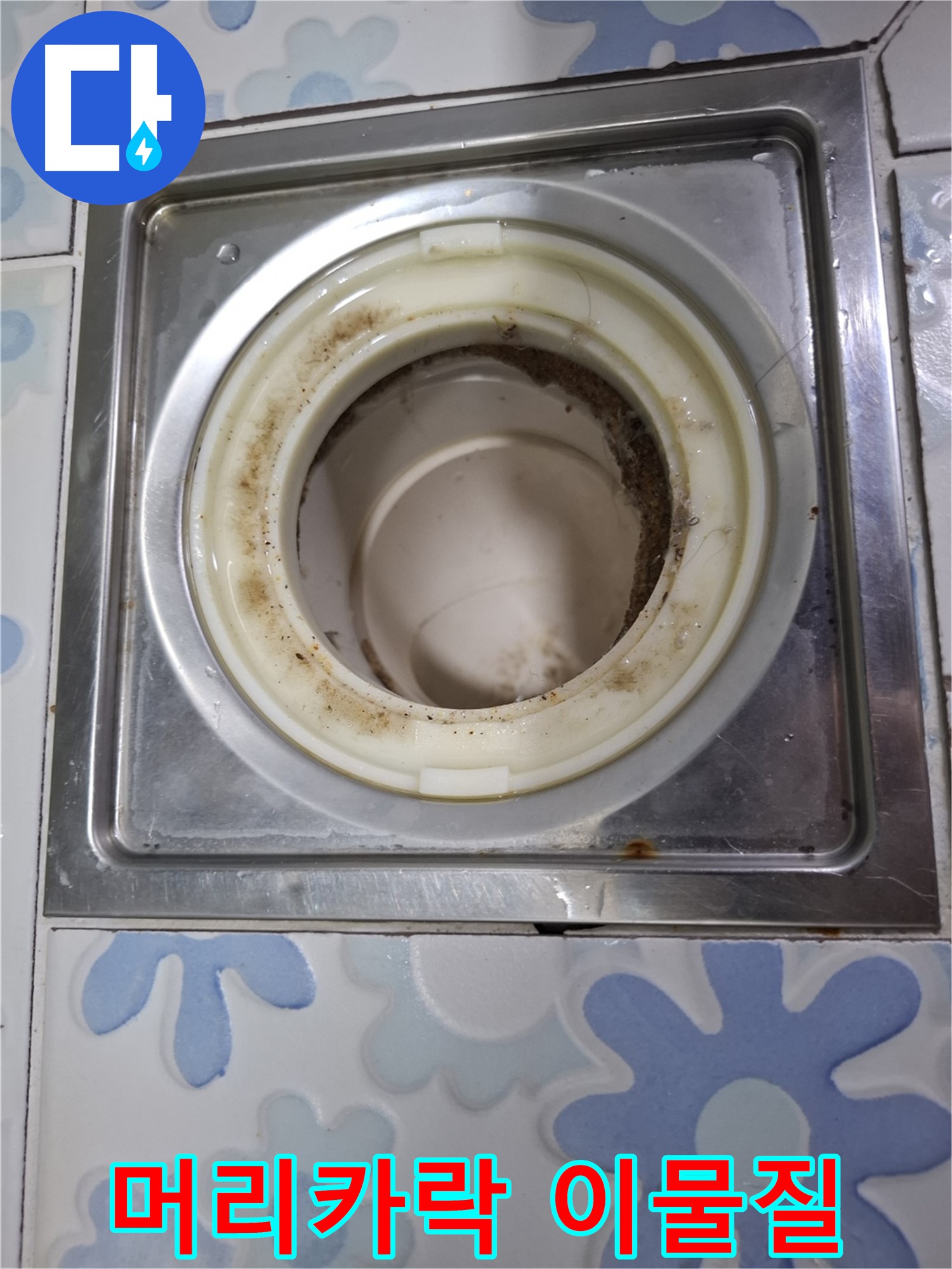 욕실 배수구 머리카락과 이물질 - 누수 위험
