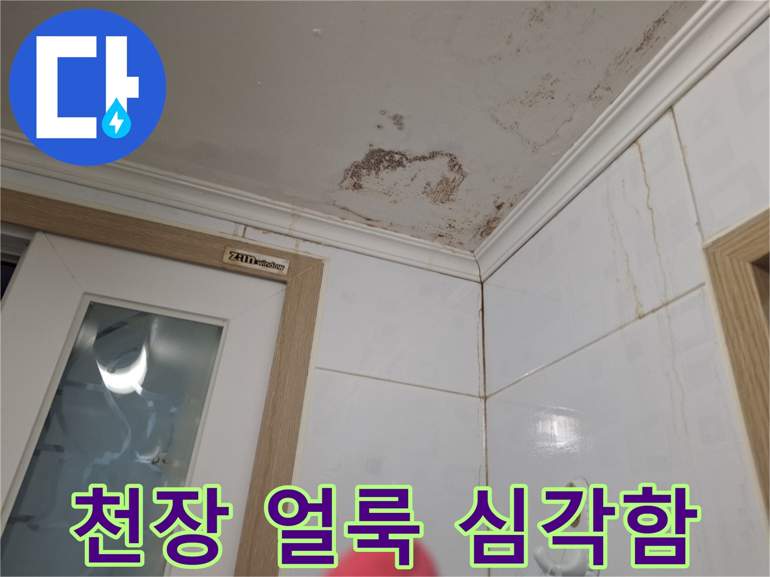 천장 얼룩 심각 - 누수 방치 위험 - 건물 손상
