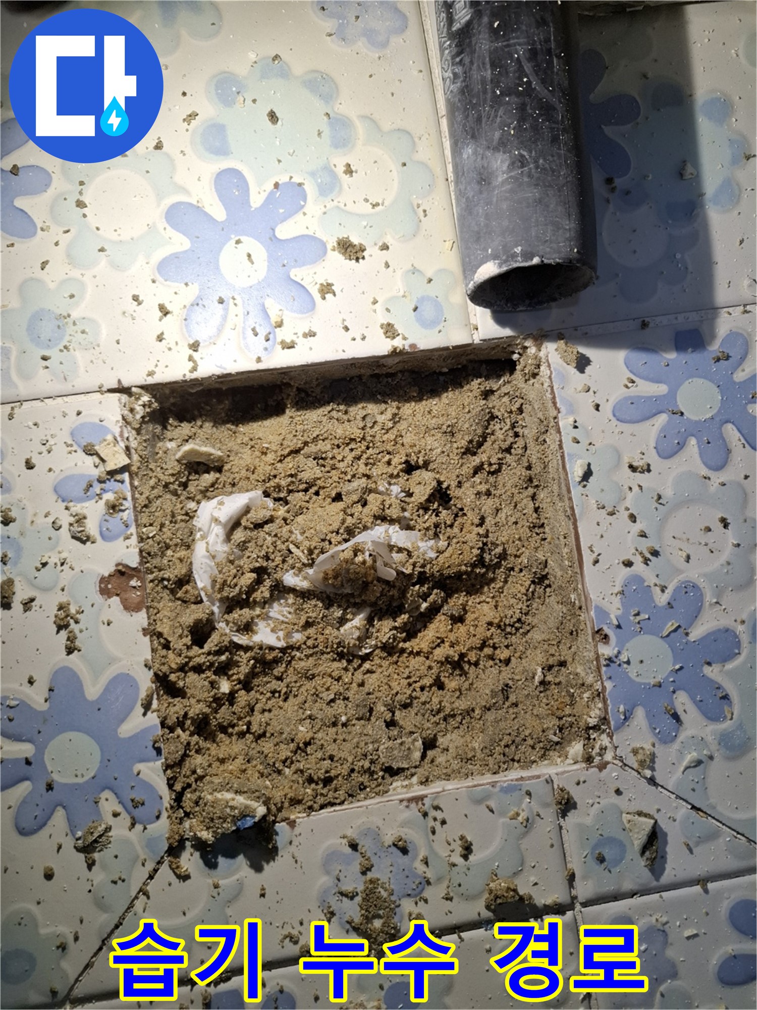 타일 아래 젖은 흙 - 습기 누수 경로 집중 추적