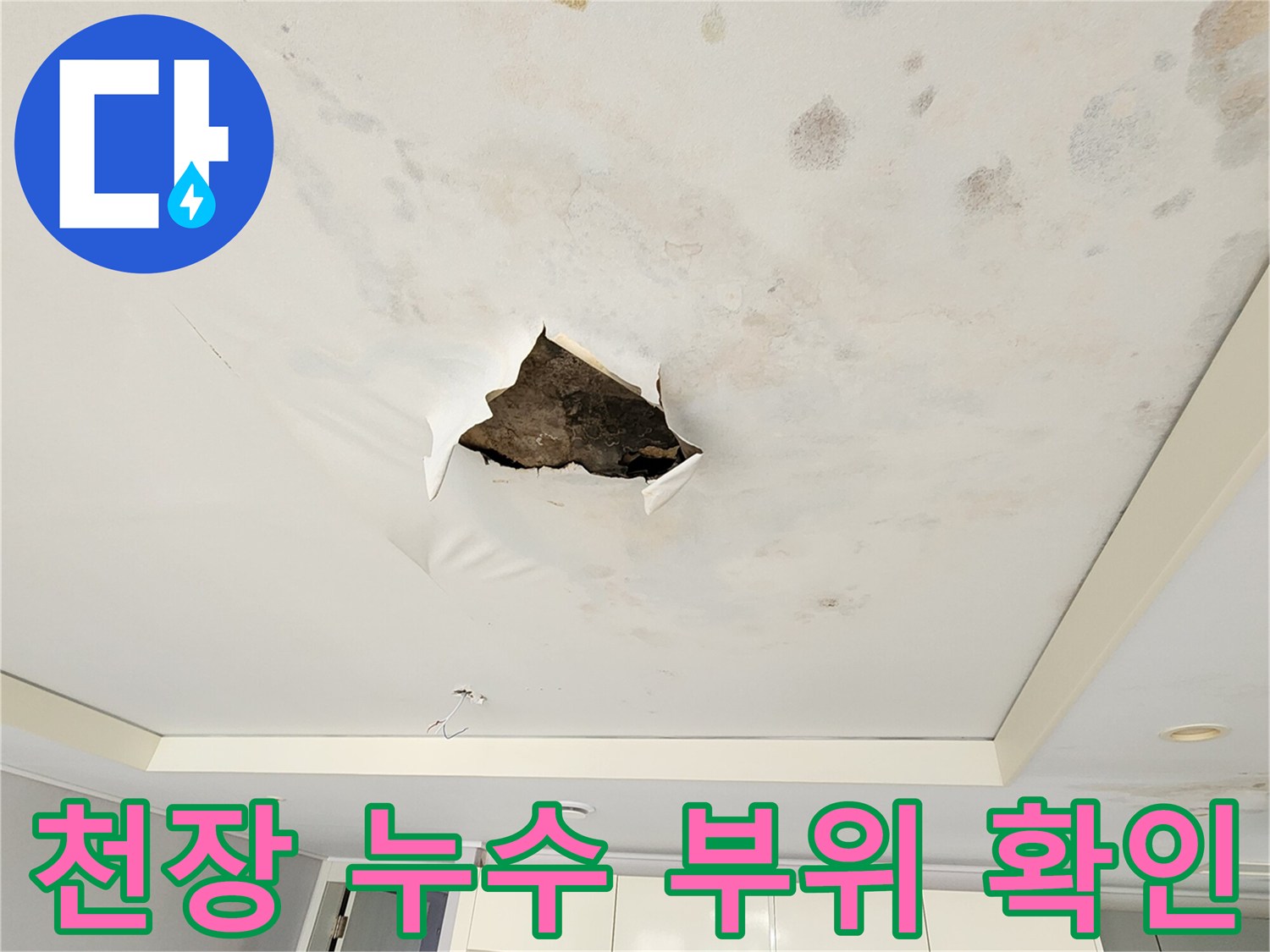 포천 무봉리 아파트 천장 절개-누수 지점 확인 중