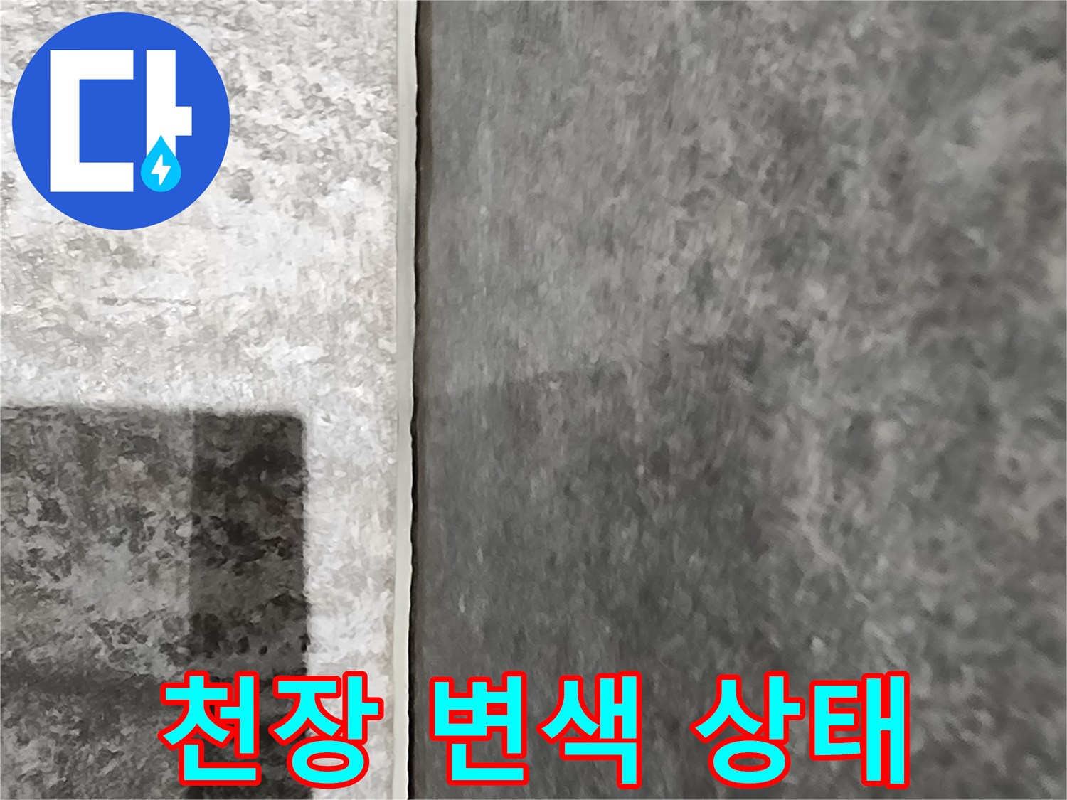 포천 내촌면 현장의 물샘 흔적이 남은 천장 부위