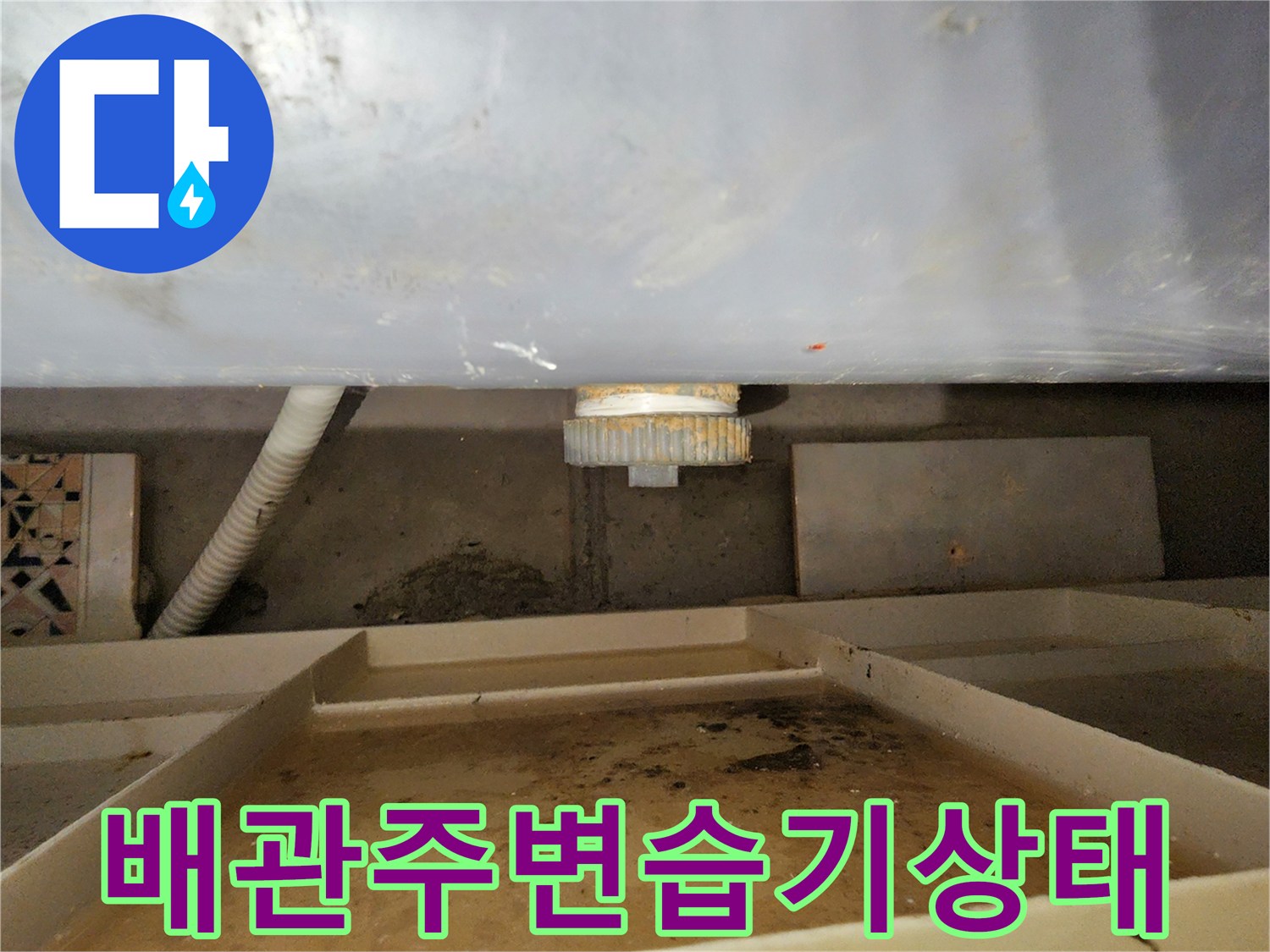 욕실-천장-내부-배관-연결-부위-습기-확인