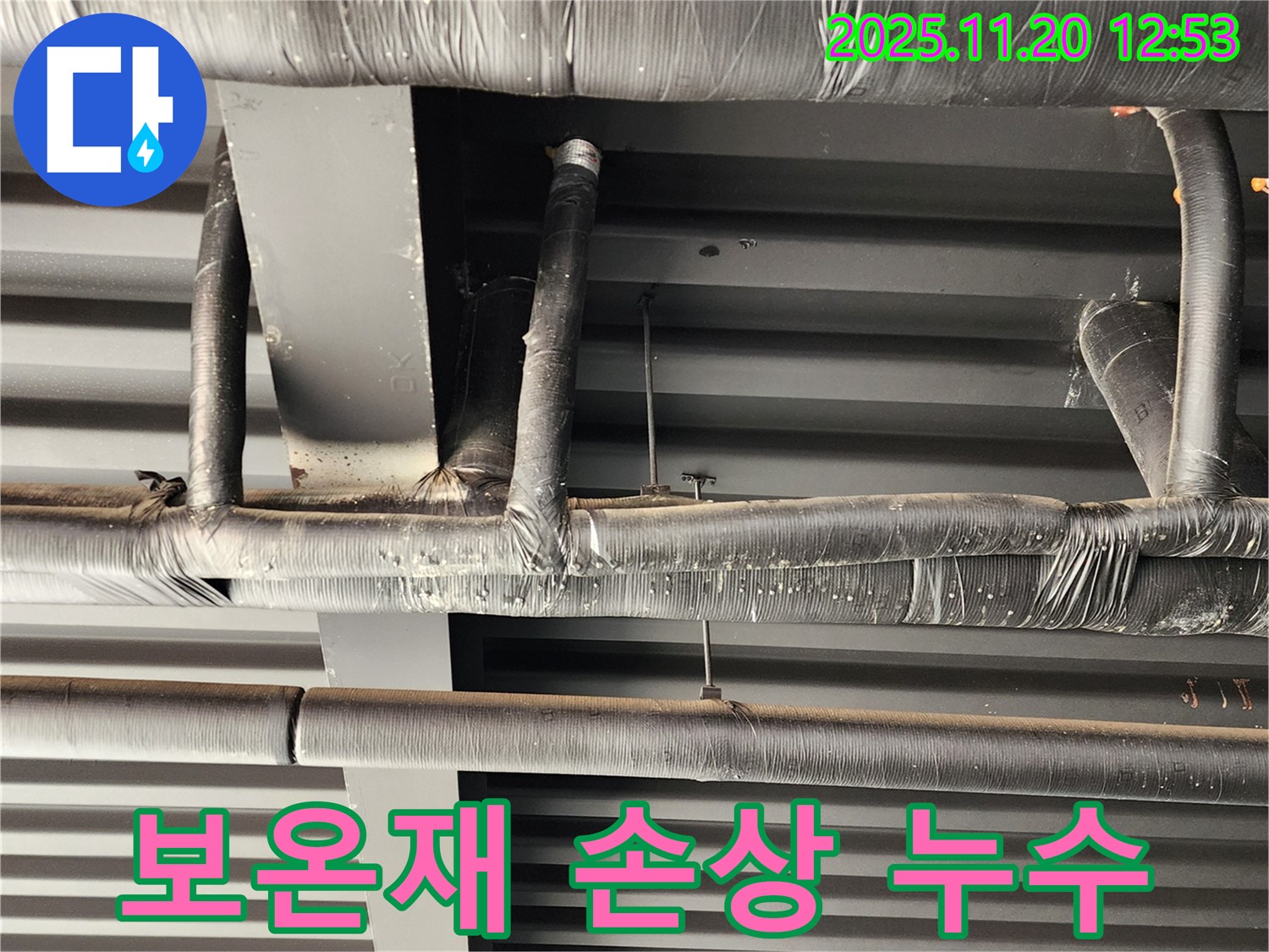 포천시 관인면 사정리 건물 천장 배관 누수 - 보온재 손상으로 인한 누수 발생