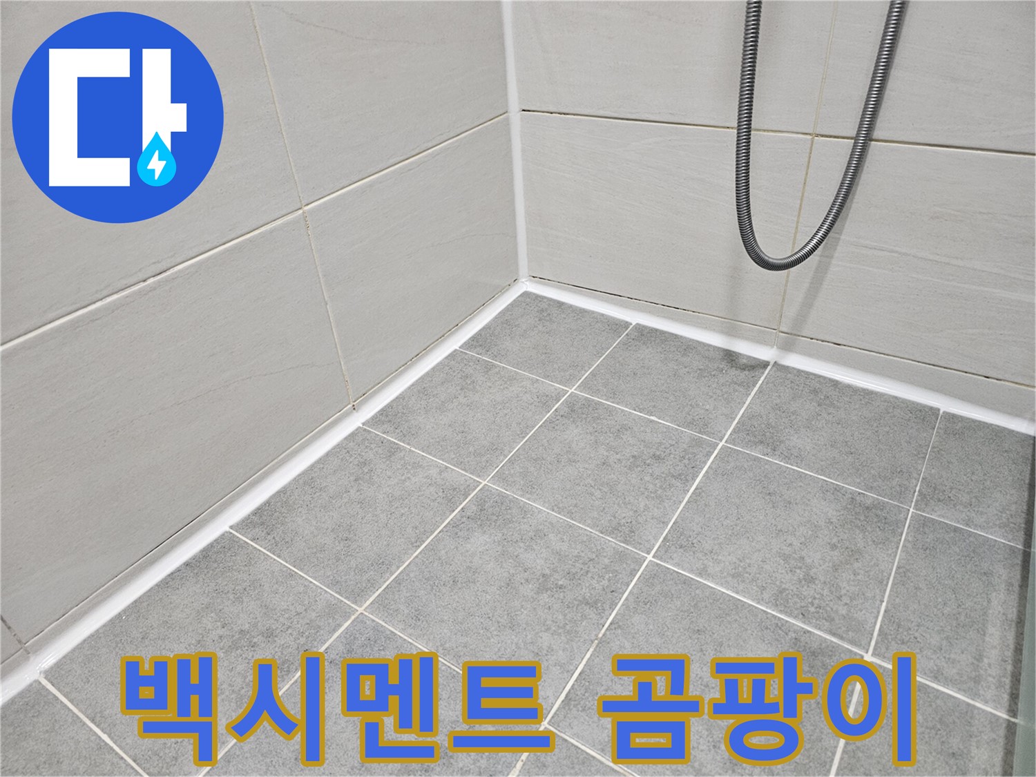 마포구 도화동 현대아파트 욕실 - 타일 틈새 백시멘트 곰팡이 제거 작업을 진행하고 있습니다.